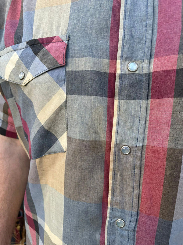 Vintage Saddle King Western By Farmer/Cowboy Short Sleeve Shirt - XL/Extra Large