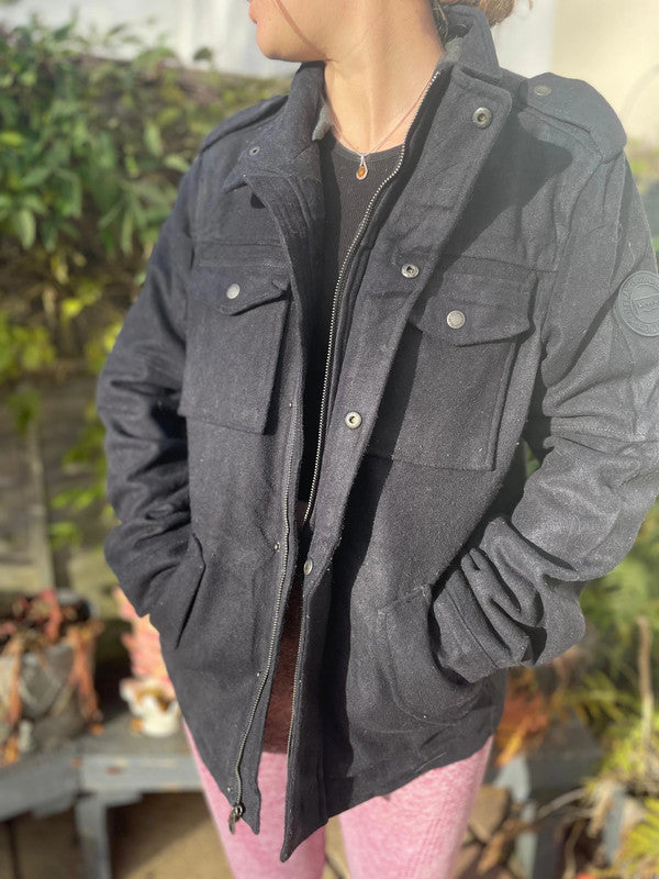 Levi's Unisex Hooded Black Heavy Weight Jacket - S/Small