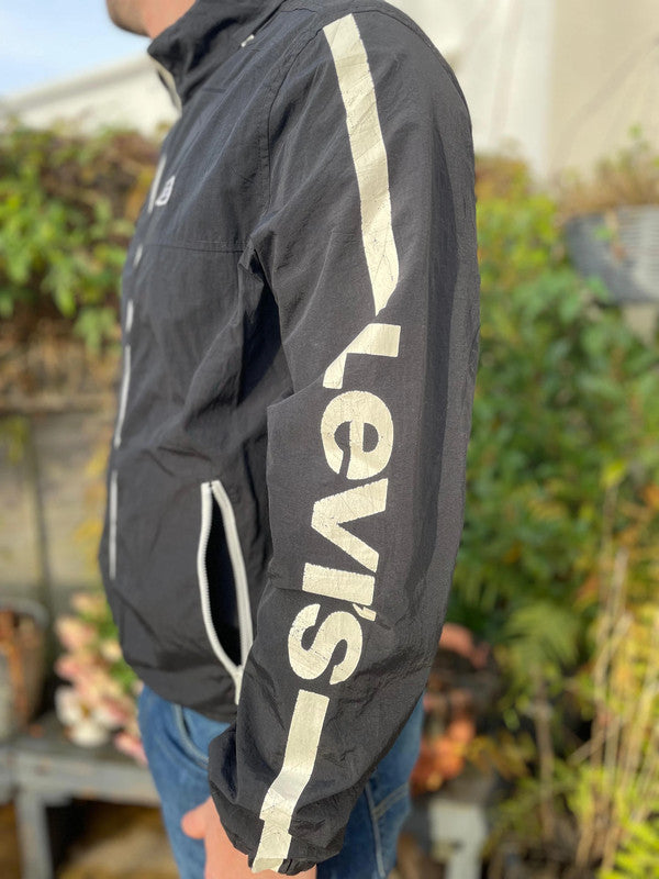Levi's Mens Casual Black Full Zip Hooded Windbreaker Jacket - M/Medium