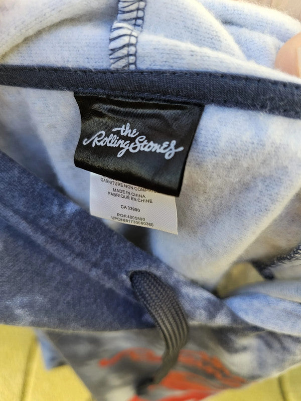 The Rolling Stones Grey Tie Dye Pullover Hoodie Band Top - S/Small