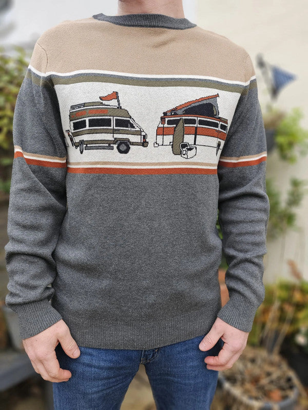 Kavu Dream Van Mens Crew Neck Pullover Jumper Sweater Campervan/Motorhome/RV - M/Medium