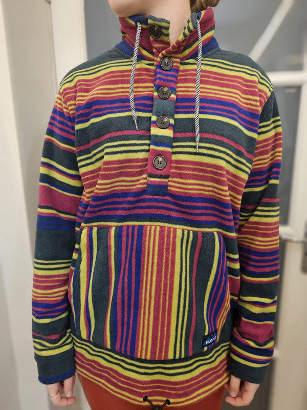 Kavu Claremore Multi Colour Pullover Button Up fleece Jumper - S/Small M/Medium