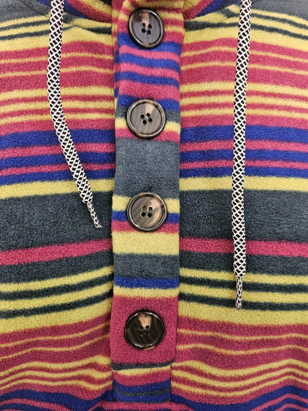 Kavu Claremore Multi Colour Pullover Button Up fleece Jumper - S/Small M/Medium
