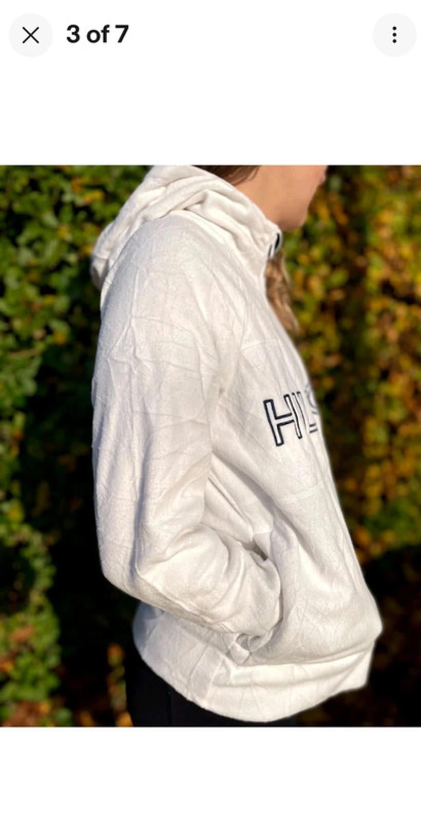 Vintage White Tommy Hilfiger Full Zip Fleece Hoodie Jacket - L/Large