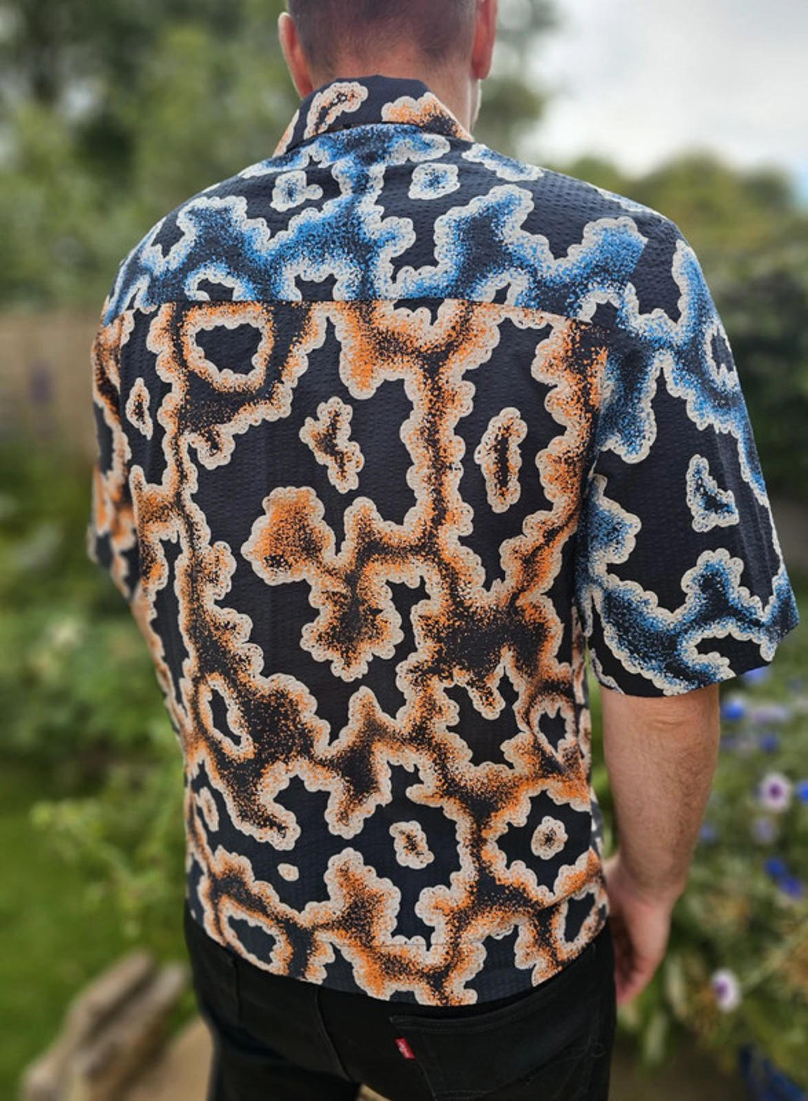 Brand New Mens EDWIN Japan Kumo Pattern Short Sleeve Shirt RRP £130 - M/Medium