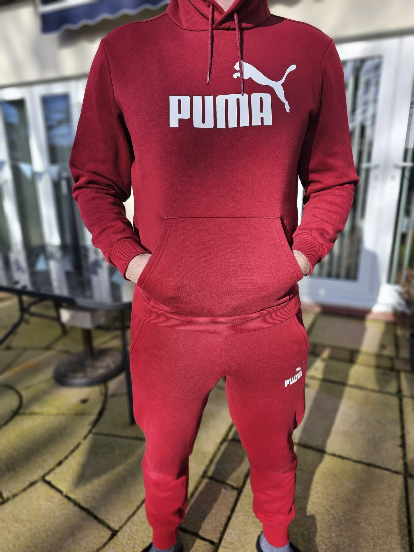 Puma Matching Tracksuit Deep Red Top & Joggers Bottoms Hoodie - M/Medium