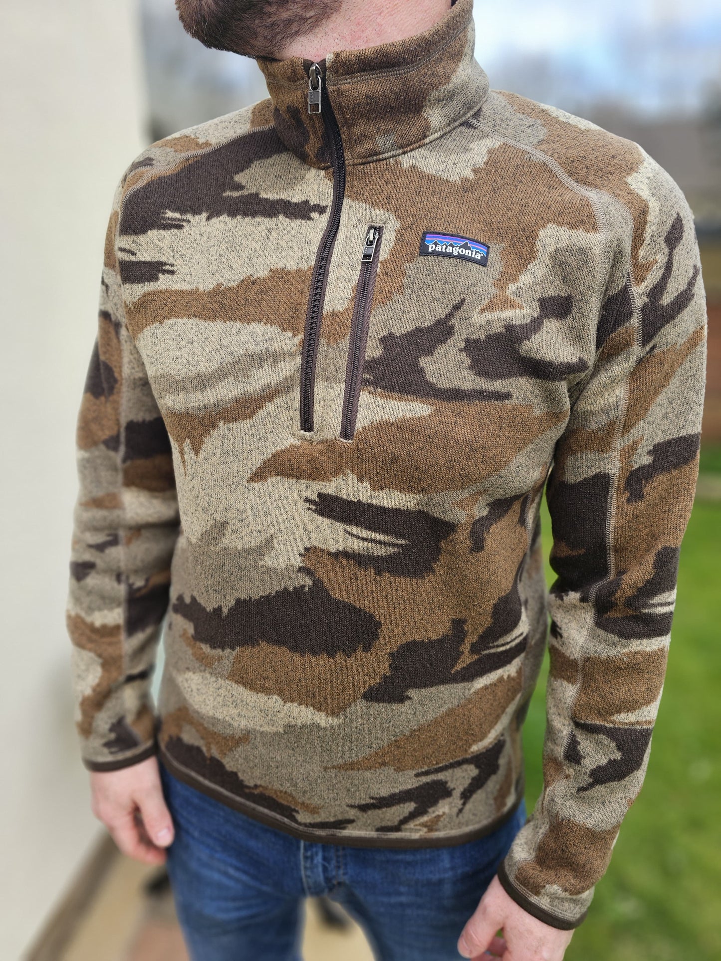 Patagonia Pullover Zip Up Camo Fleece Jumper M/Medium Unisex