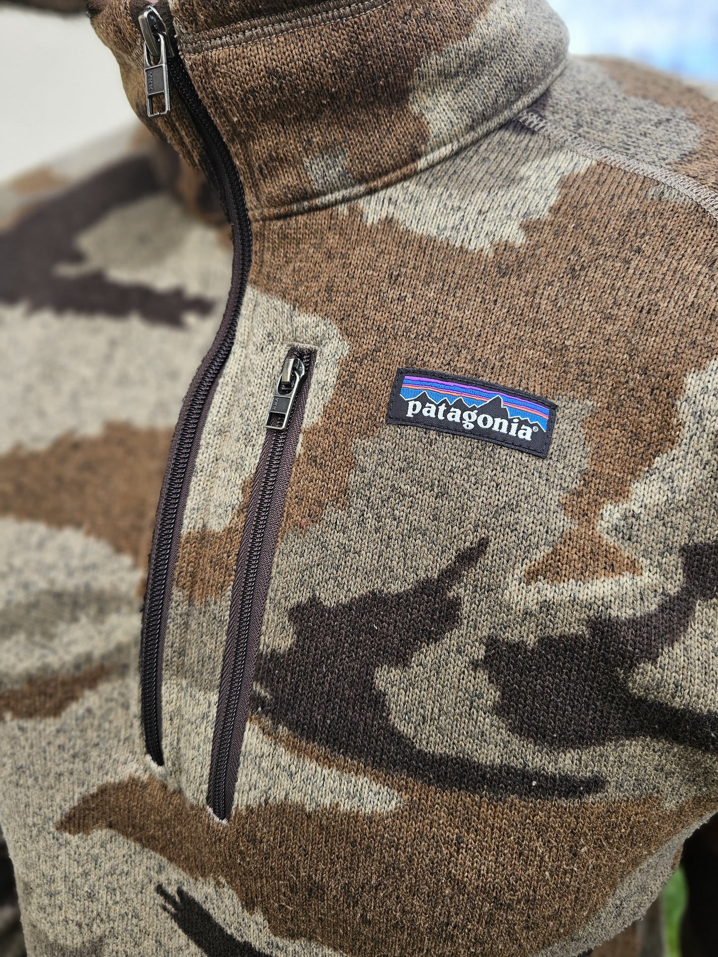 Patagonia Pullover Zip Up Camo Fleece Jumper M/Medium Unisex