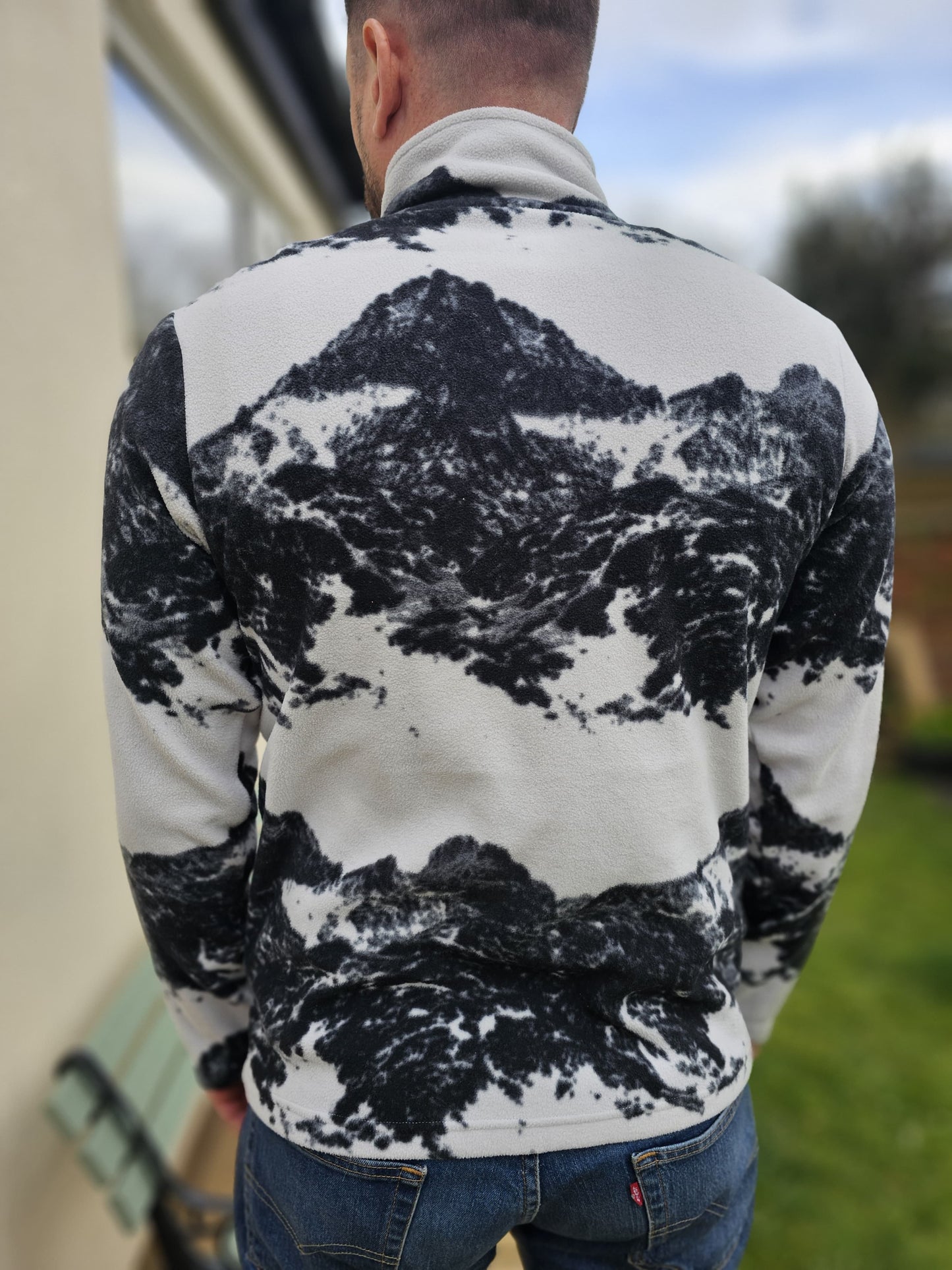 Berghaus Mountain Print Fleece Pullover 1/4 Zip Jumper M/Medium