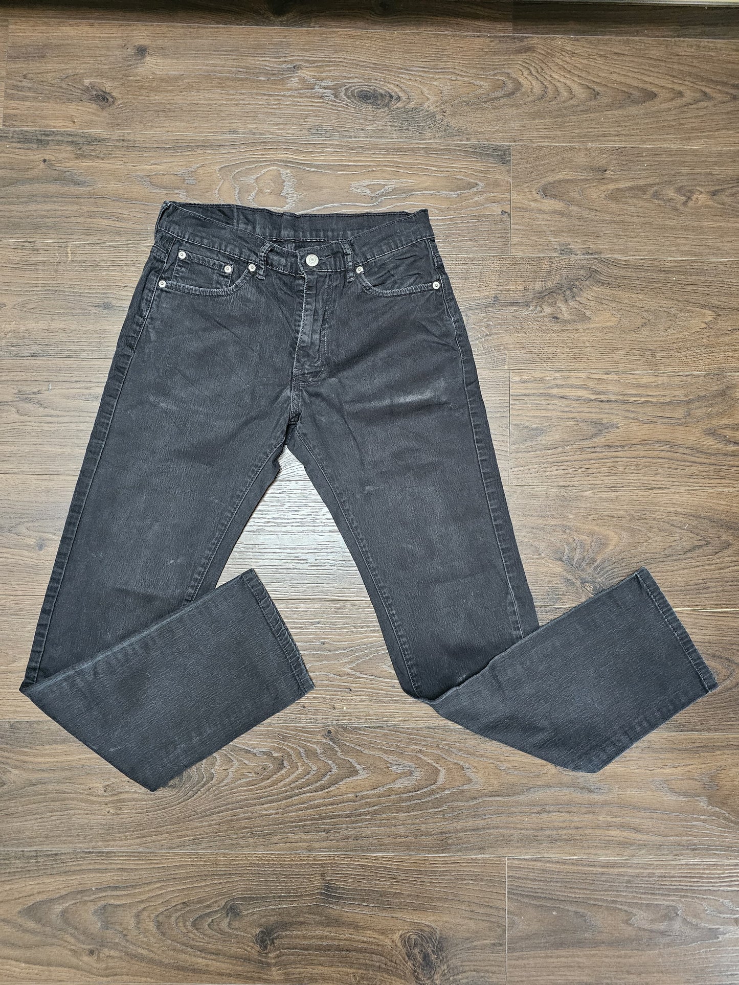 Levi's Mens Black Jeans 513 Slim Straight Fit W29/30L Denim