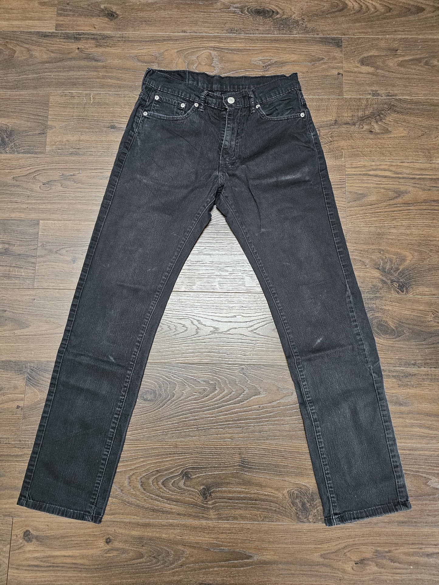 Levi's Mens Black Jeans 513 Slim Straight Fit W29/30L Denim