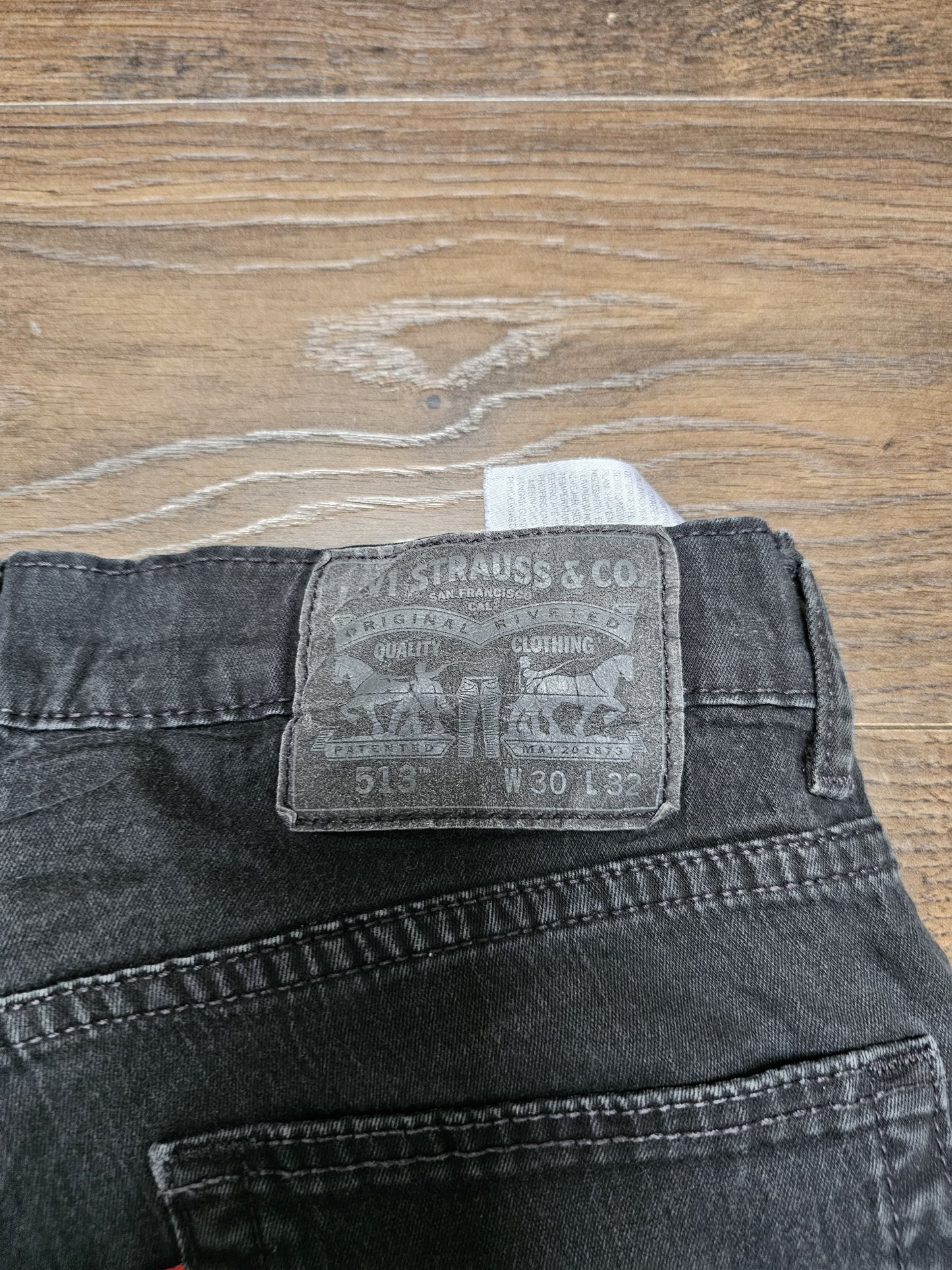 Levi's Mens Black Jeans 513 Slim Straight Fit W29/30L Denim