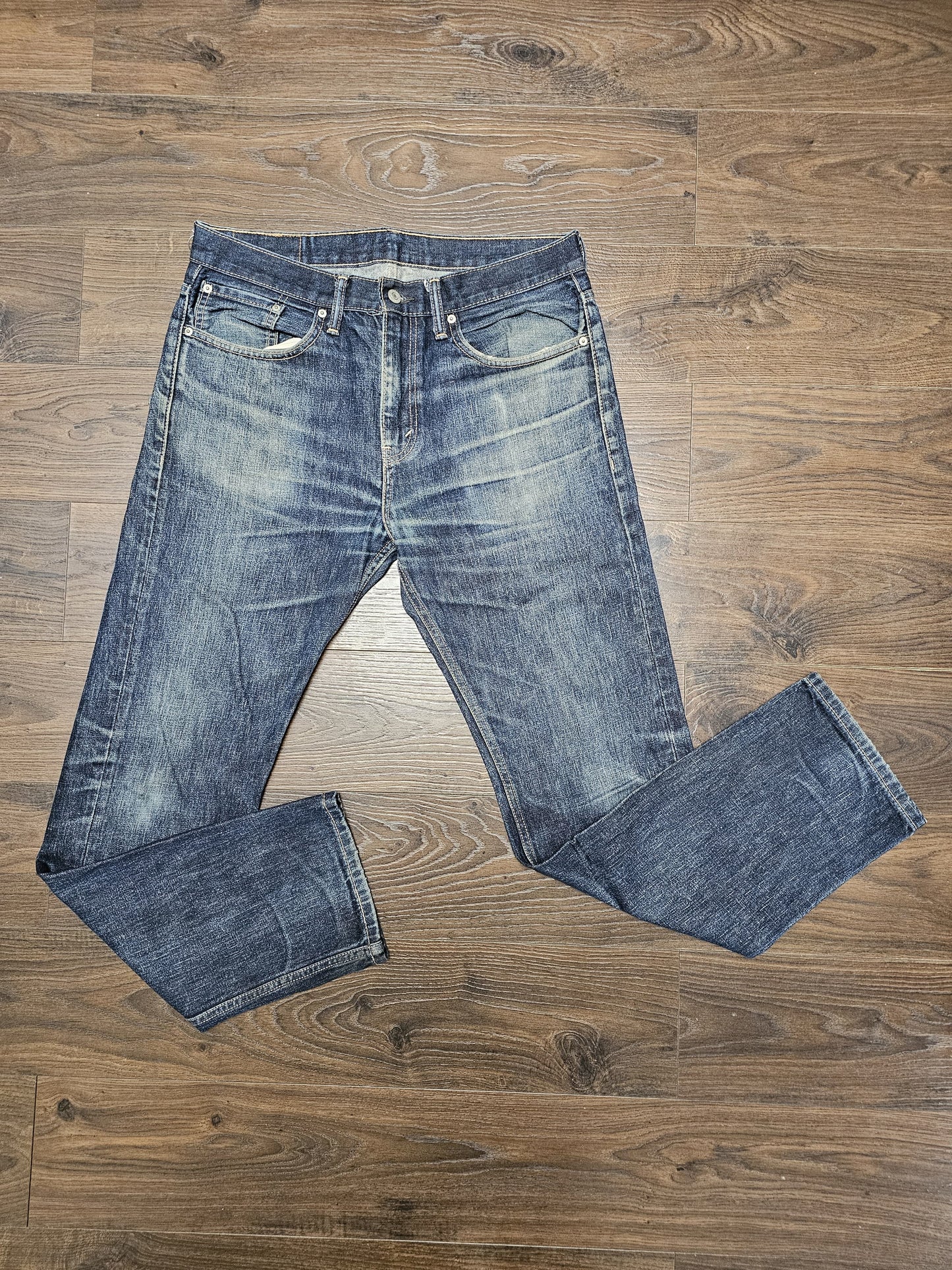 Levi's Mens Blue Jeans 513 Slim Straight Fit W35/32L Denim Trousers Bottoms
