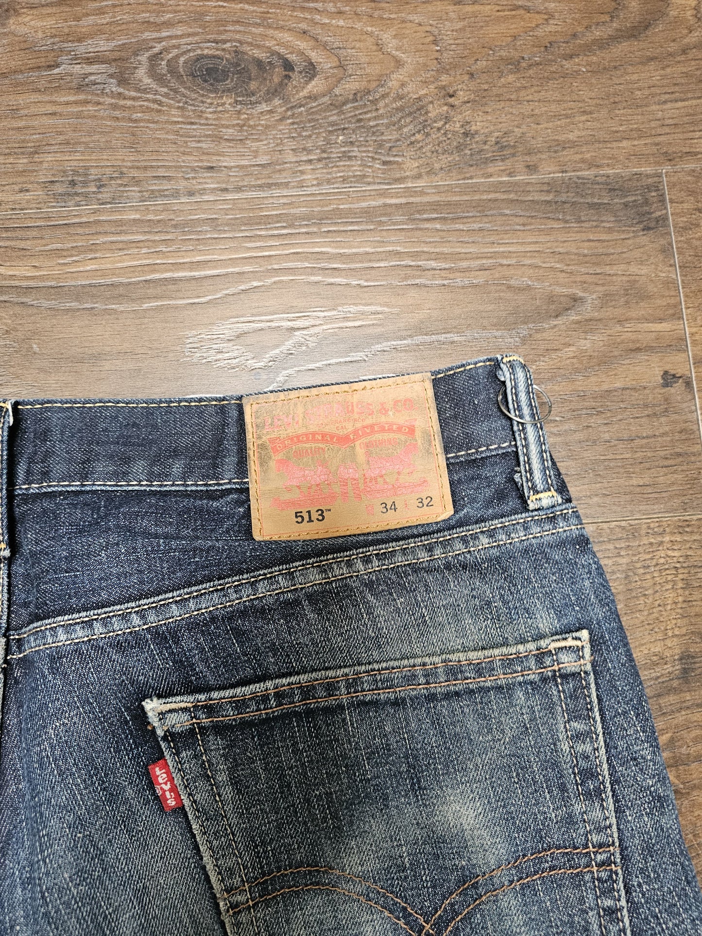 Levi's Mens Blue Jeans 513 Slim Straight Fit W35/32L Denim Trousers Bottoms