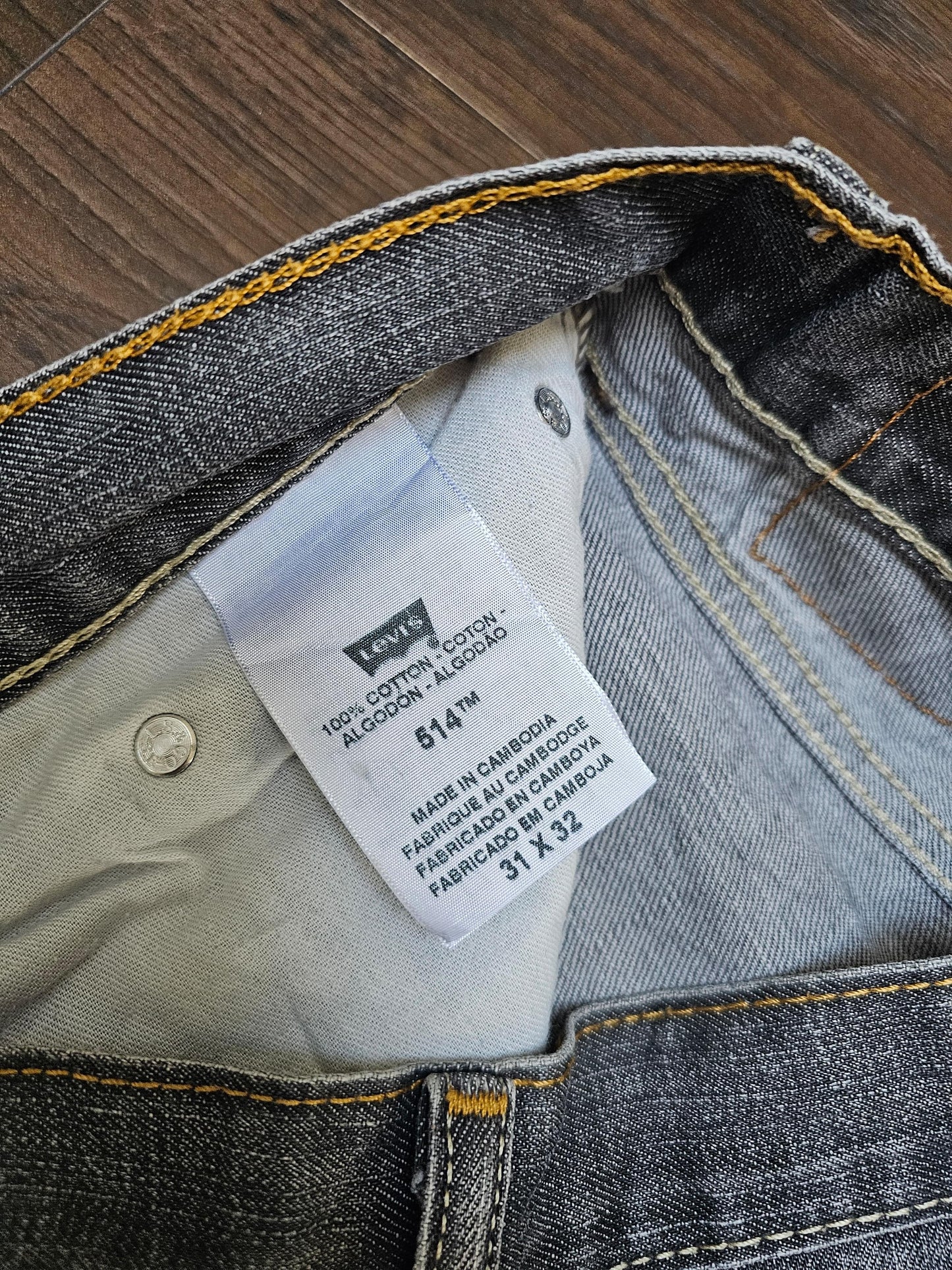 Levi's Mens Grey Jeans 514 Straight Fit W30/31L