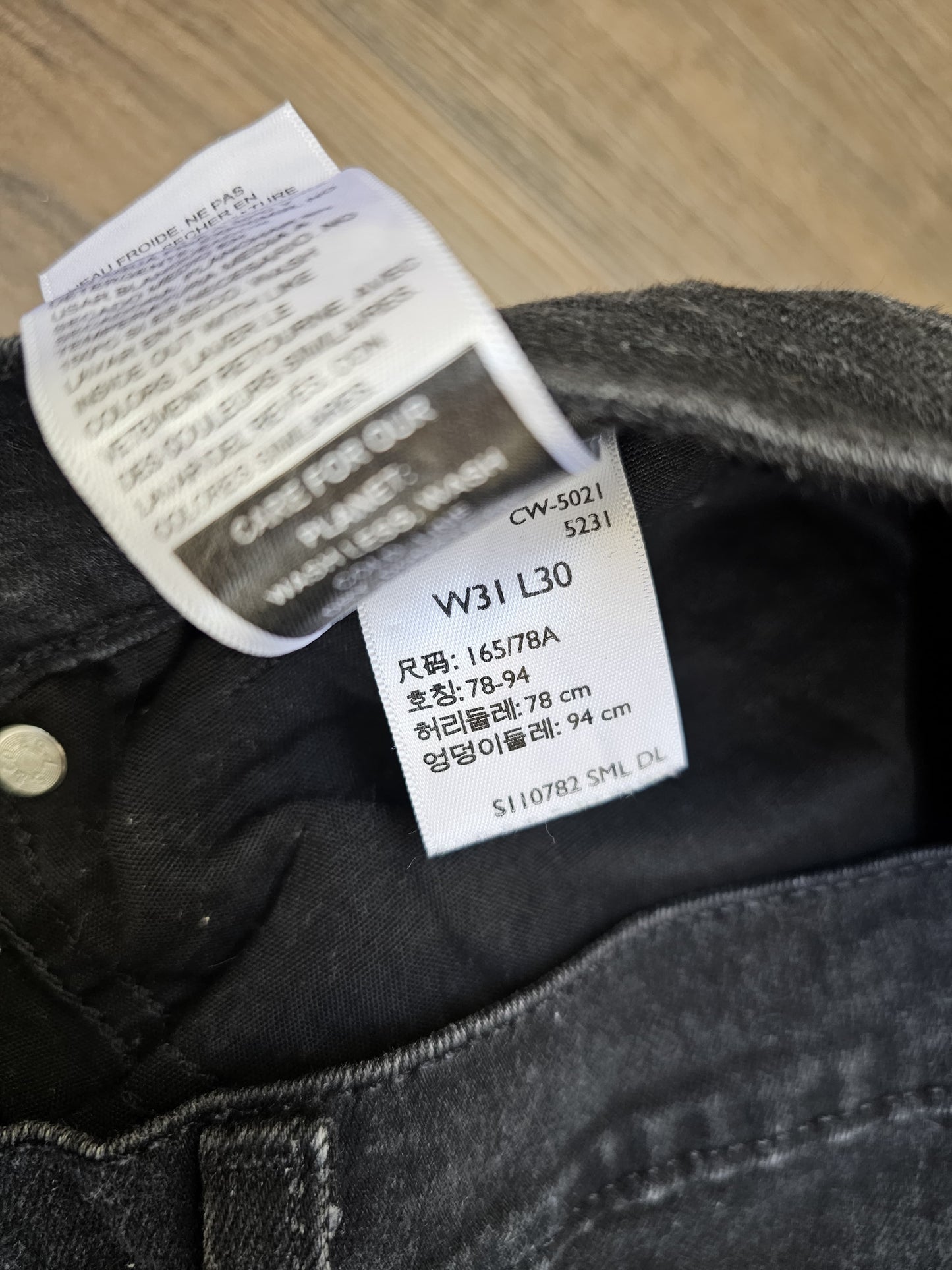 Levi's Mens Black Jeans 216 Slim Fit W31/30L Denim