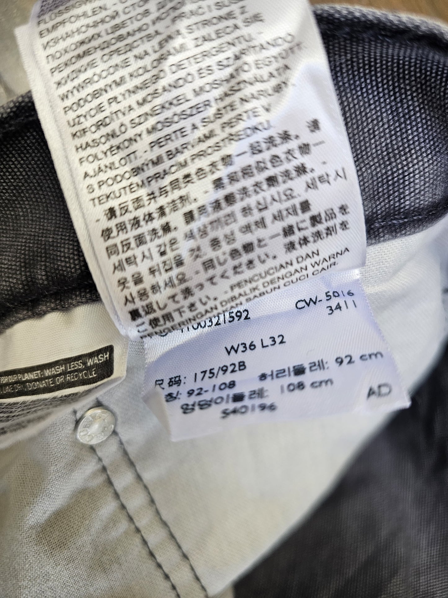 Levi's Mens Grey Jeans 514 Straight Fit W36/32L Denim