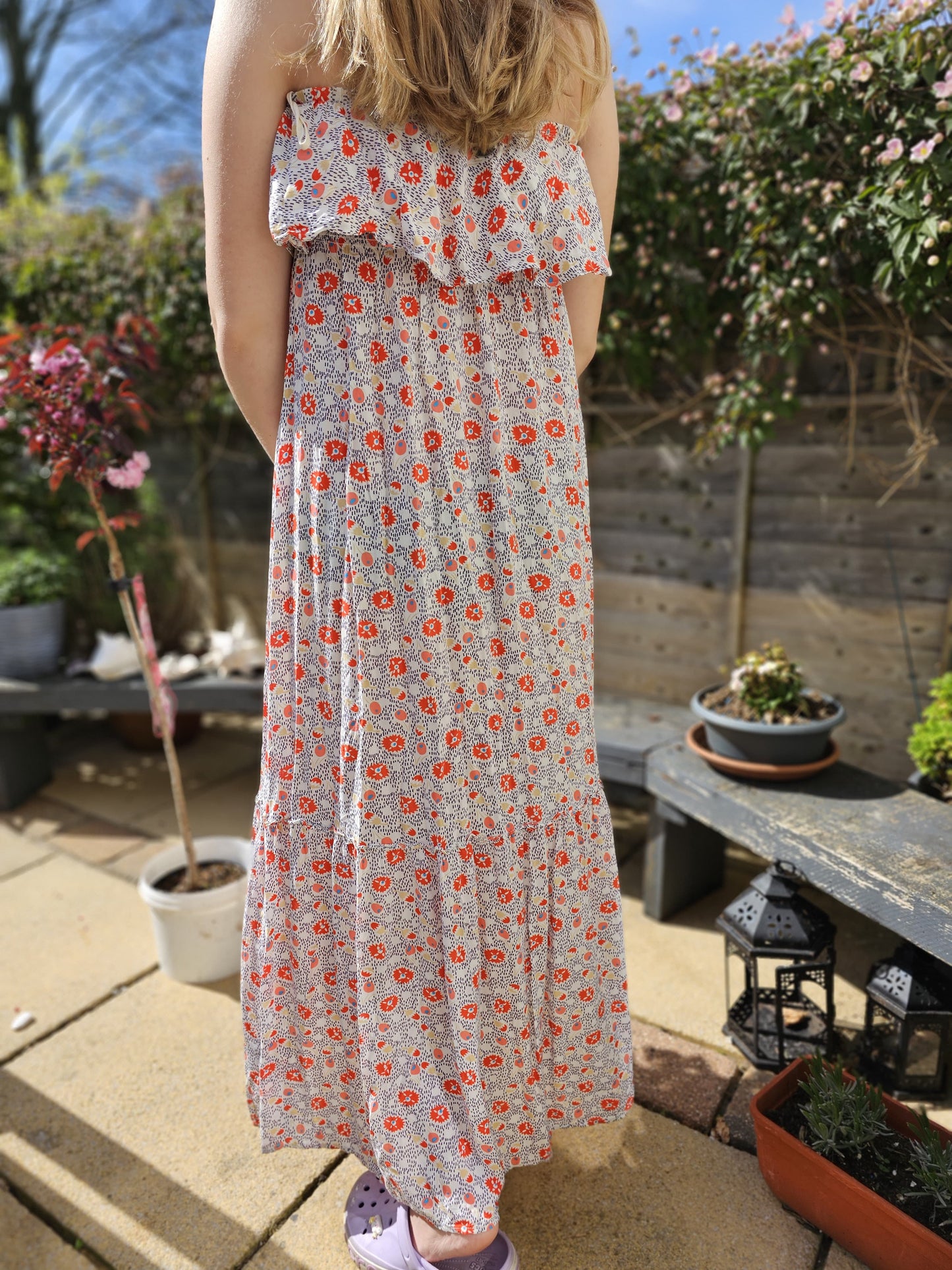 Quiksilver Strapless Floral Maxi Dress- M/Medium