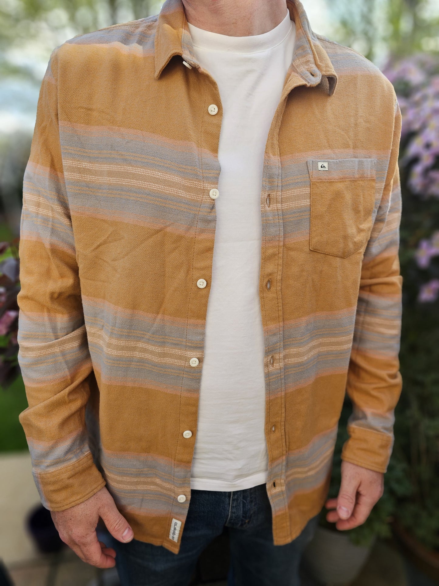 Mens Quiksilver Long Sleeve Button Up Flannel Shirt - L/G/Large