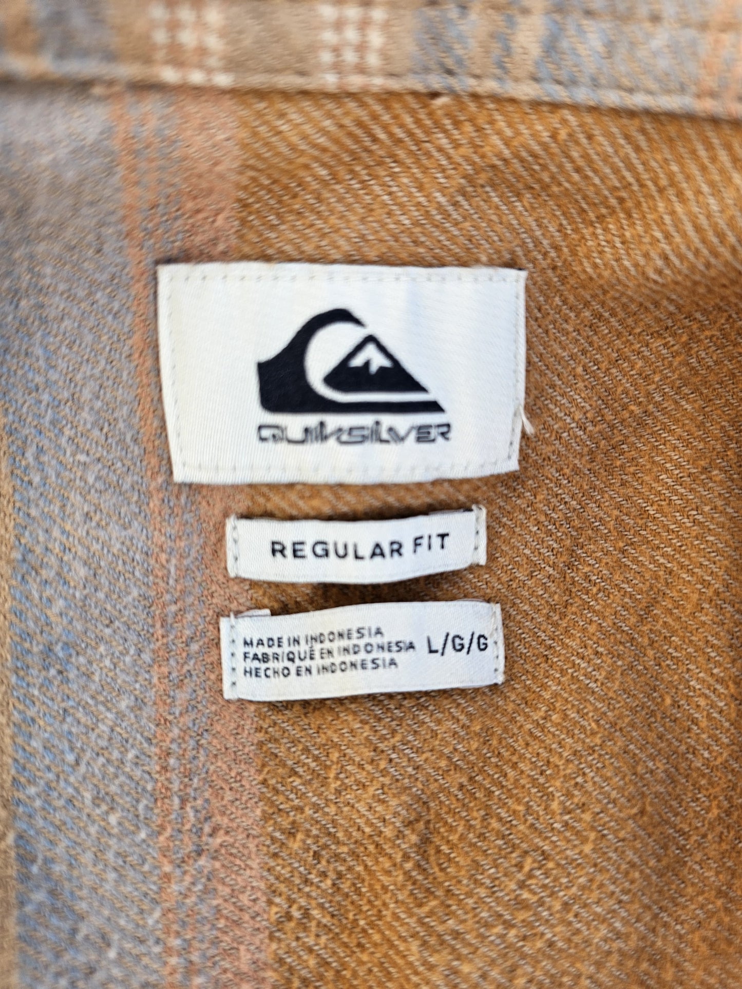 Mens Quiksilver Long Sleeve Button Up Flannel Shirt - L/G/Large