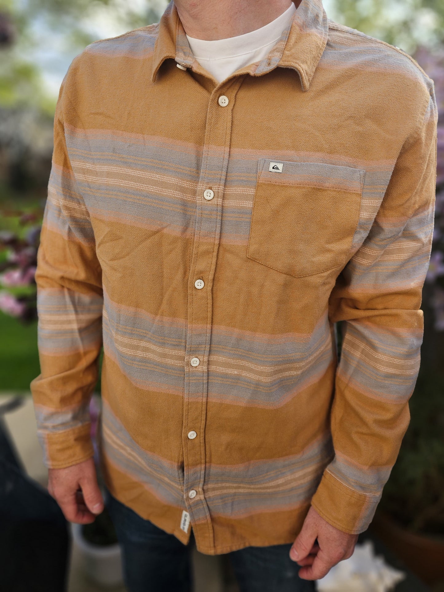 Mens Quiksilver Long Sleeve Button Up Flannel Shirt - L/G/Large