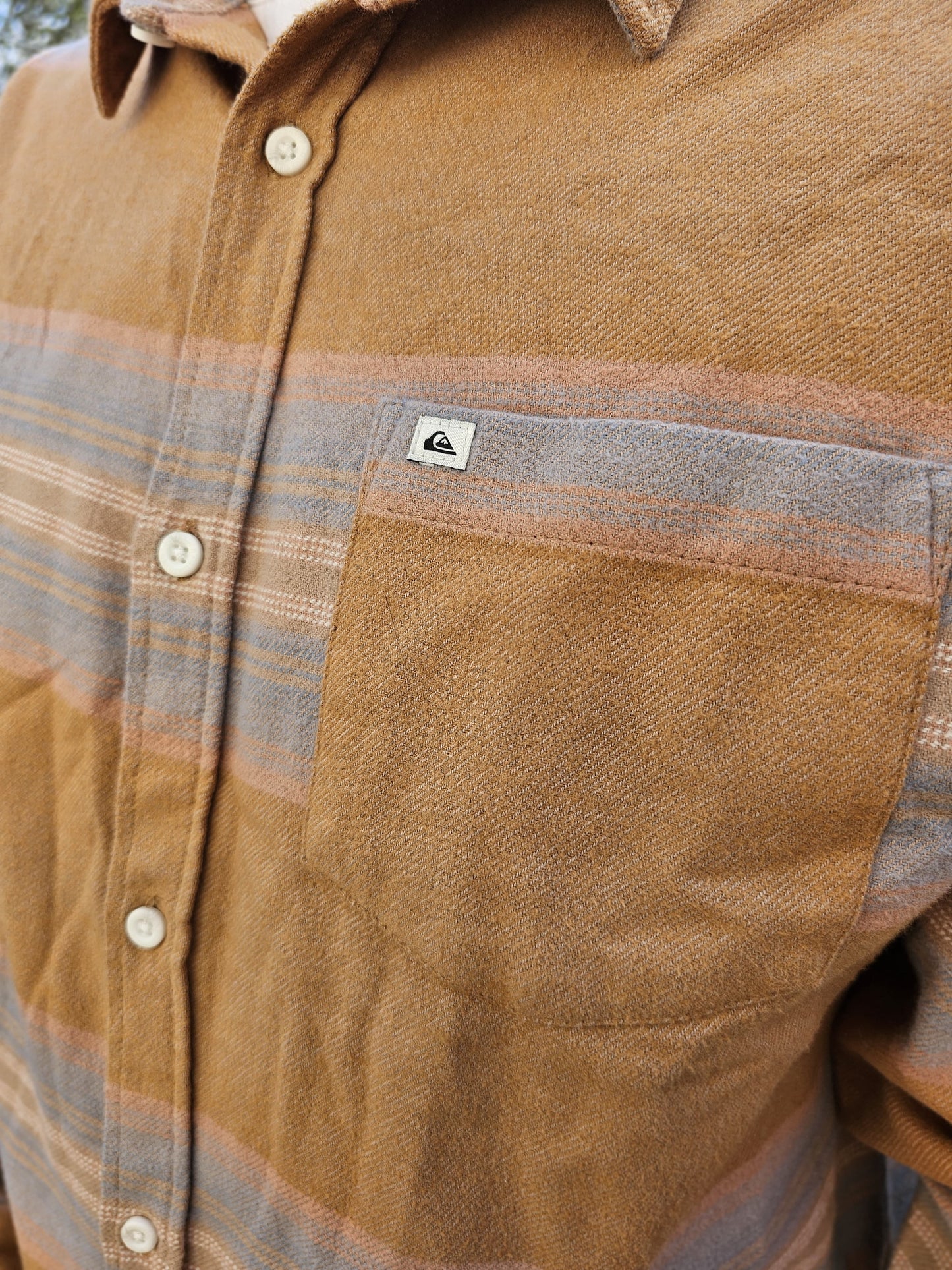 Mens Quiksilver Long Sleeve Button Up Flannel Shirt - L/G/Large