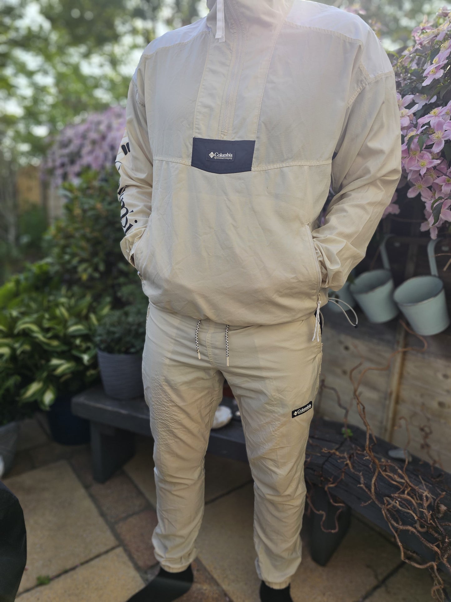 Mens Columbia Full Tracksuit Top & Bottoms Wind Breaker - M/Medium/30