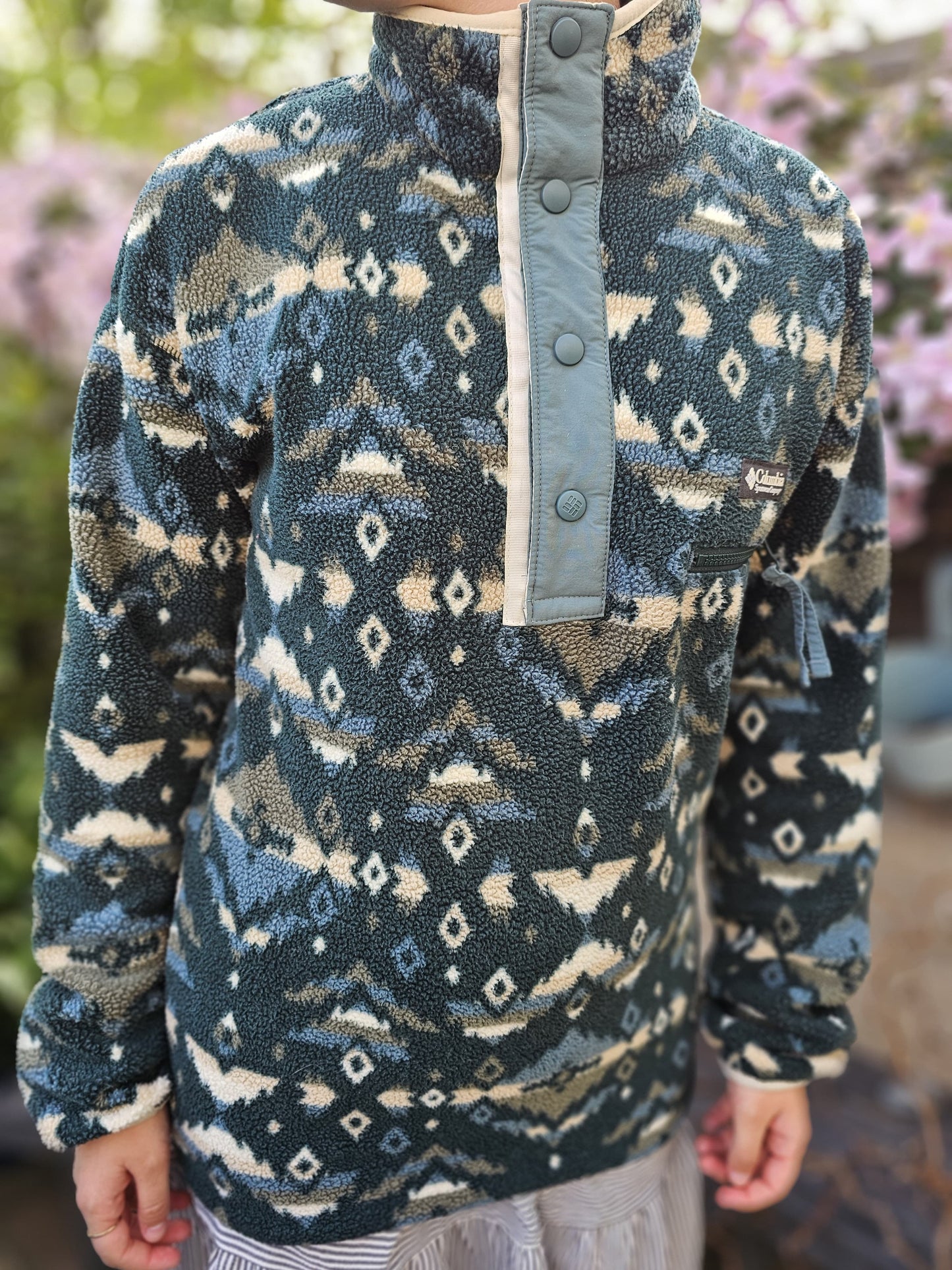 Columbia Unisex Aztec/Geo Pullover Button Up Fleece Jumper - XS/M