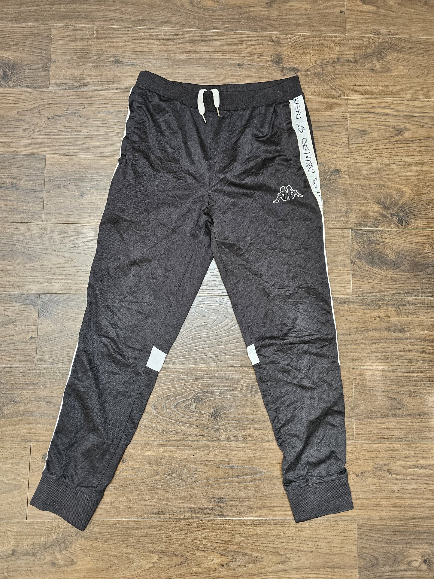 Vintage 90's Kappa Unisex Jogging/Tracky Tracksuit Bottoms Black/White - S/Small