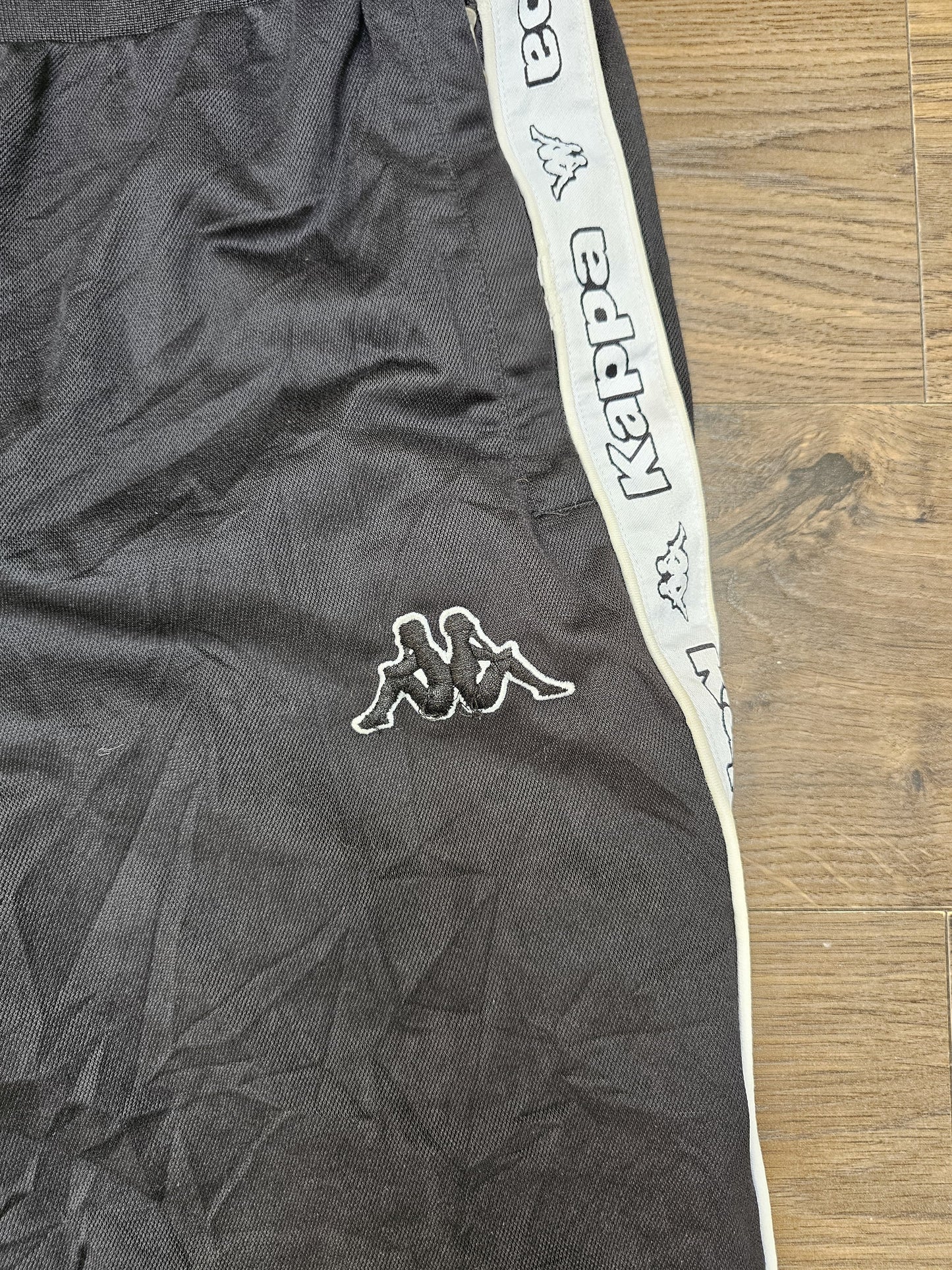 Vintage 90's Kappa Unisex Jogging/Tracky Tracksuit Bottoms Black/White - S/Small