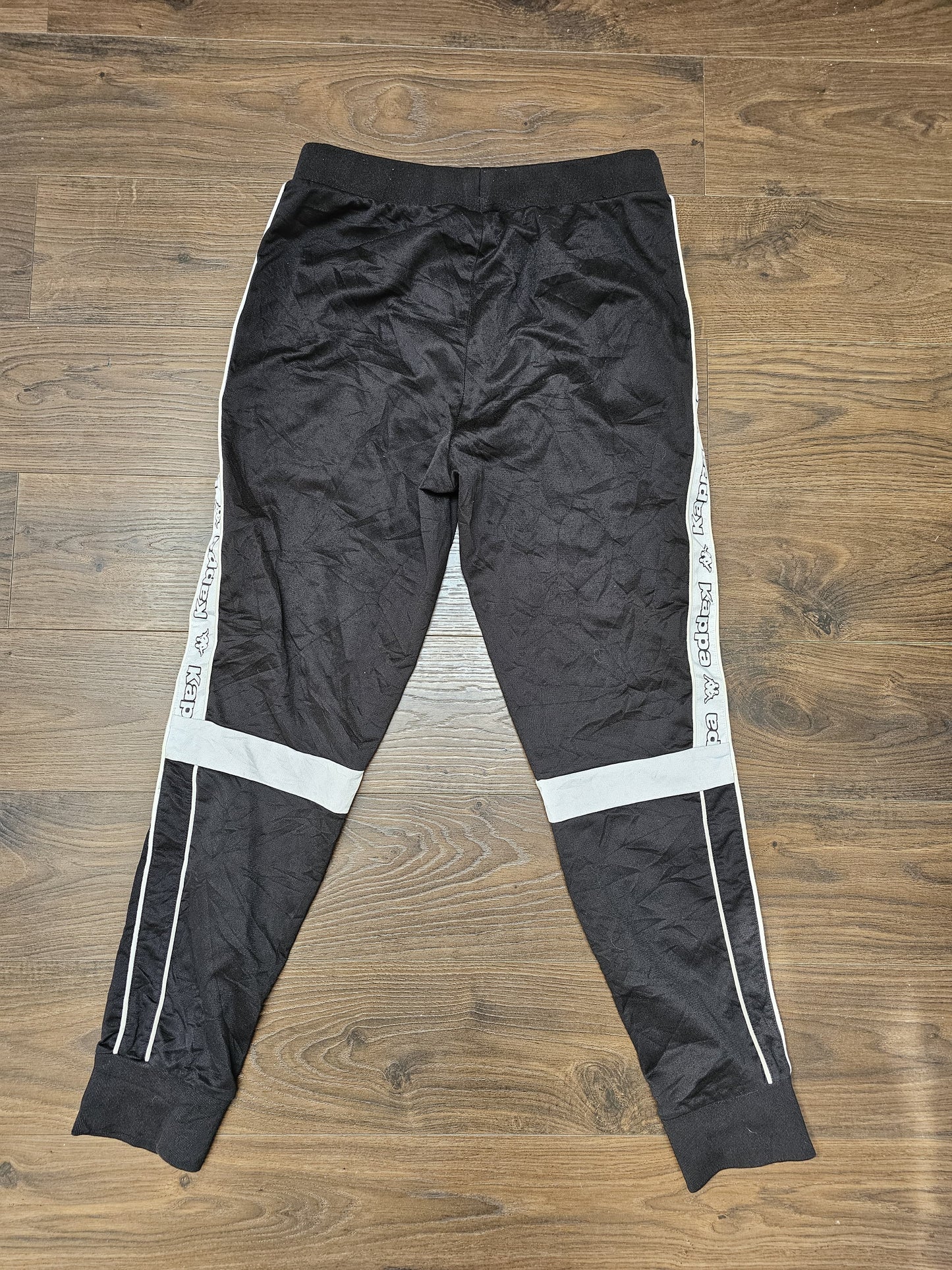 Vintage 90's Kappa Unisex Jogging/Tracky Tracksuit Bottoms Black/White - S/Small