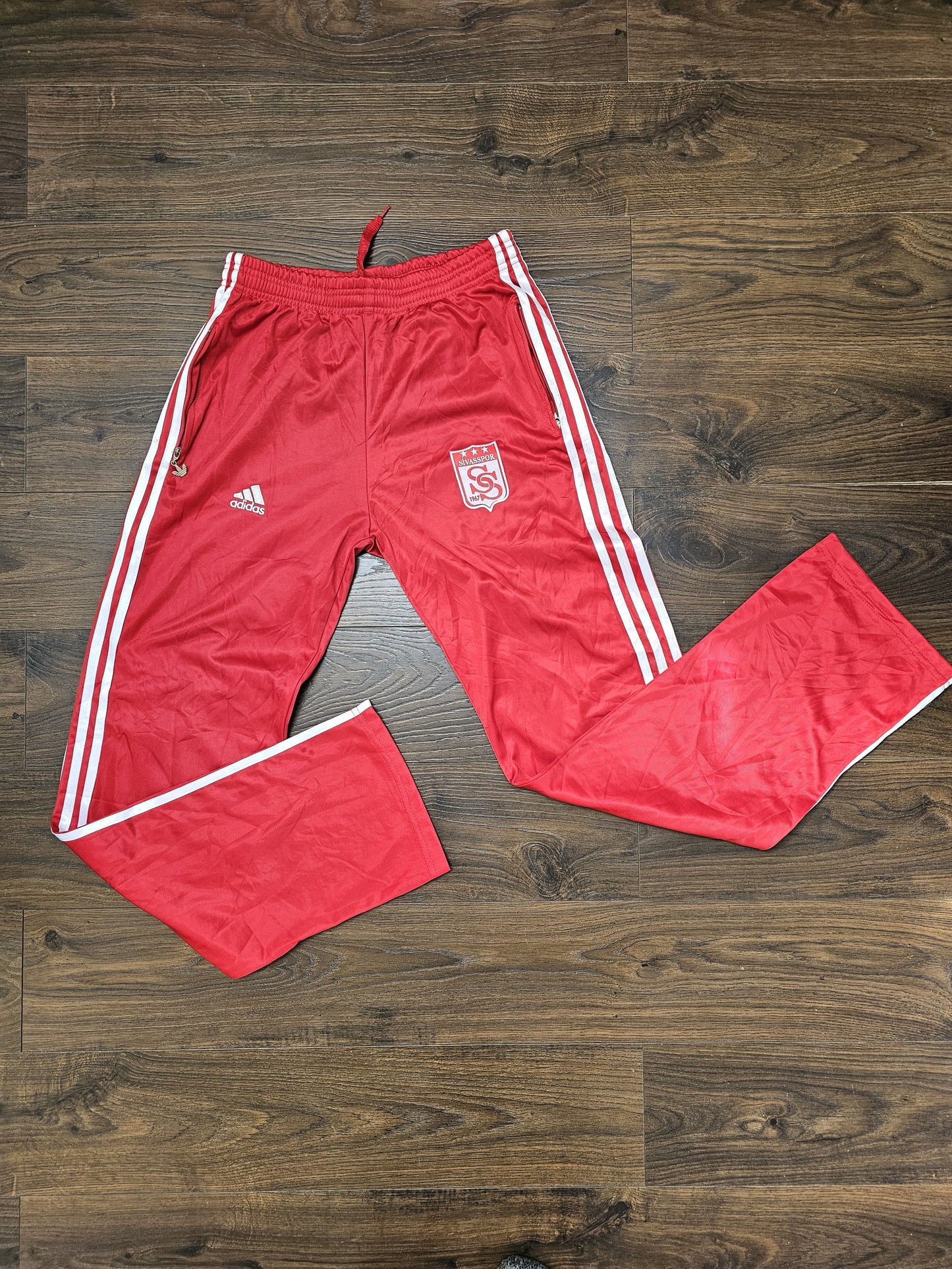 Adidas AS Montferrand Section Sportive 1969 Tracksuit Bottoms Red/White - L/Large