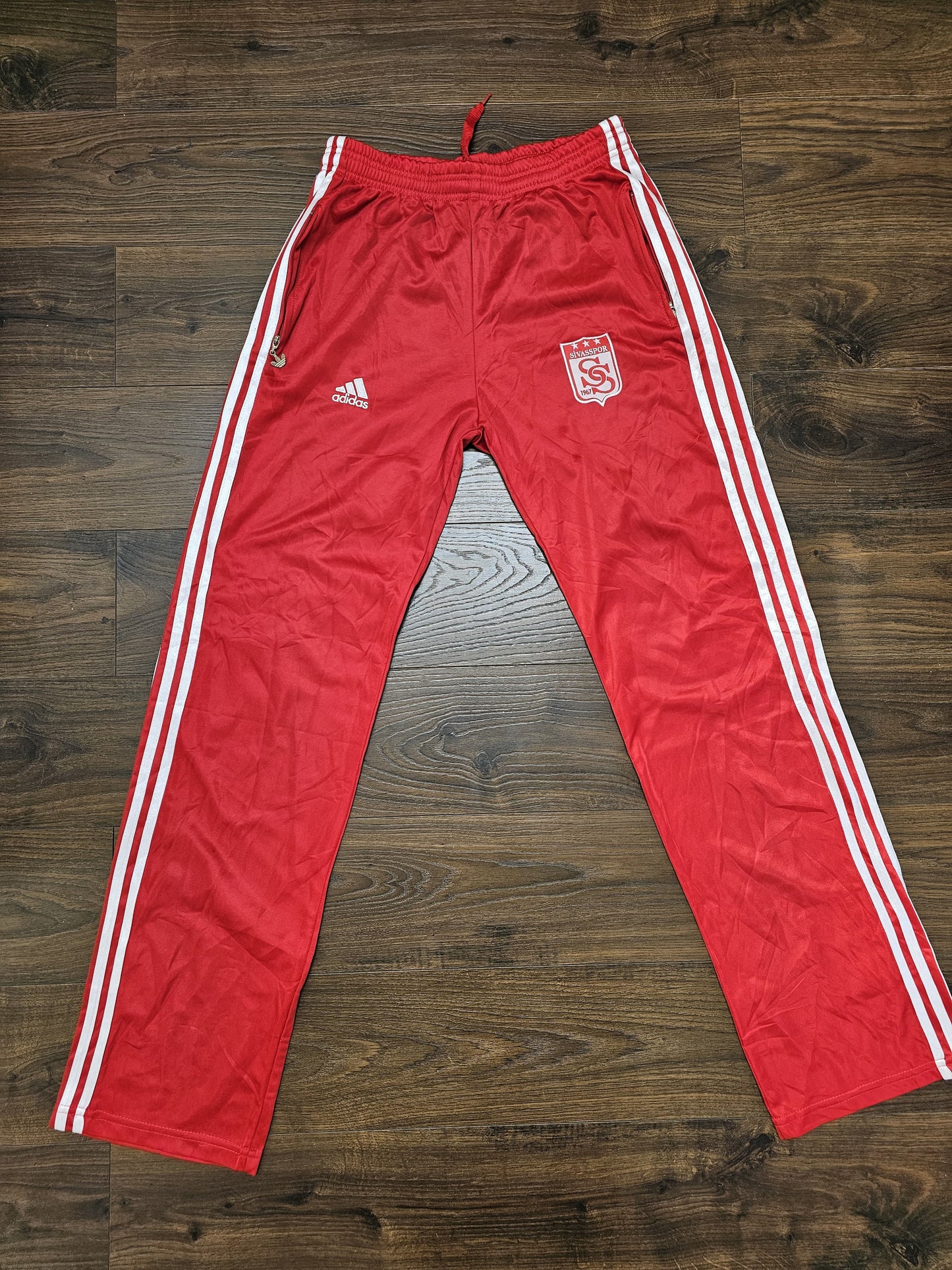Adidas AS Montferrand Section Sportive 1969 Tracksuit Bottoms Red/White - L/Large