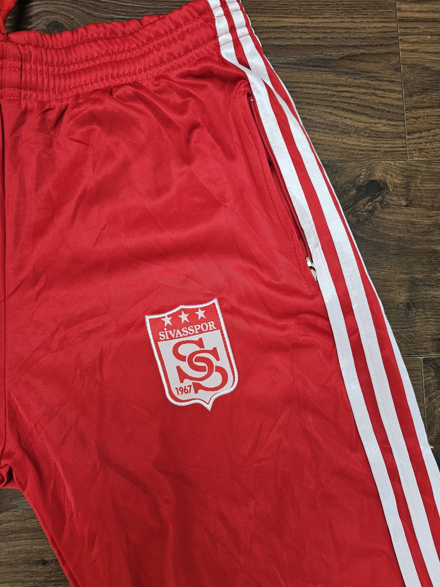 Adidas AS Montferrand Section Sportive 1969 Tracksuit Bottoms Red/White - L/Large