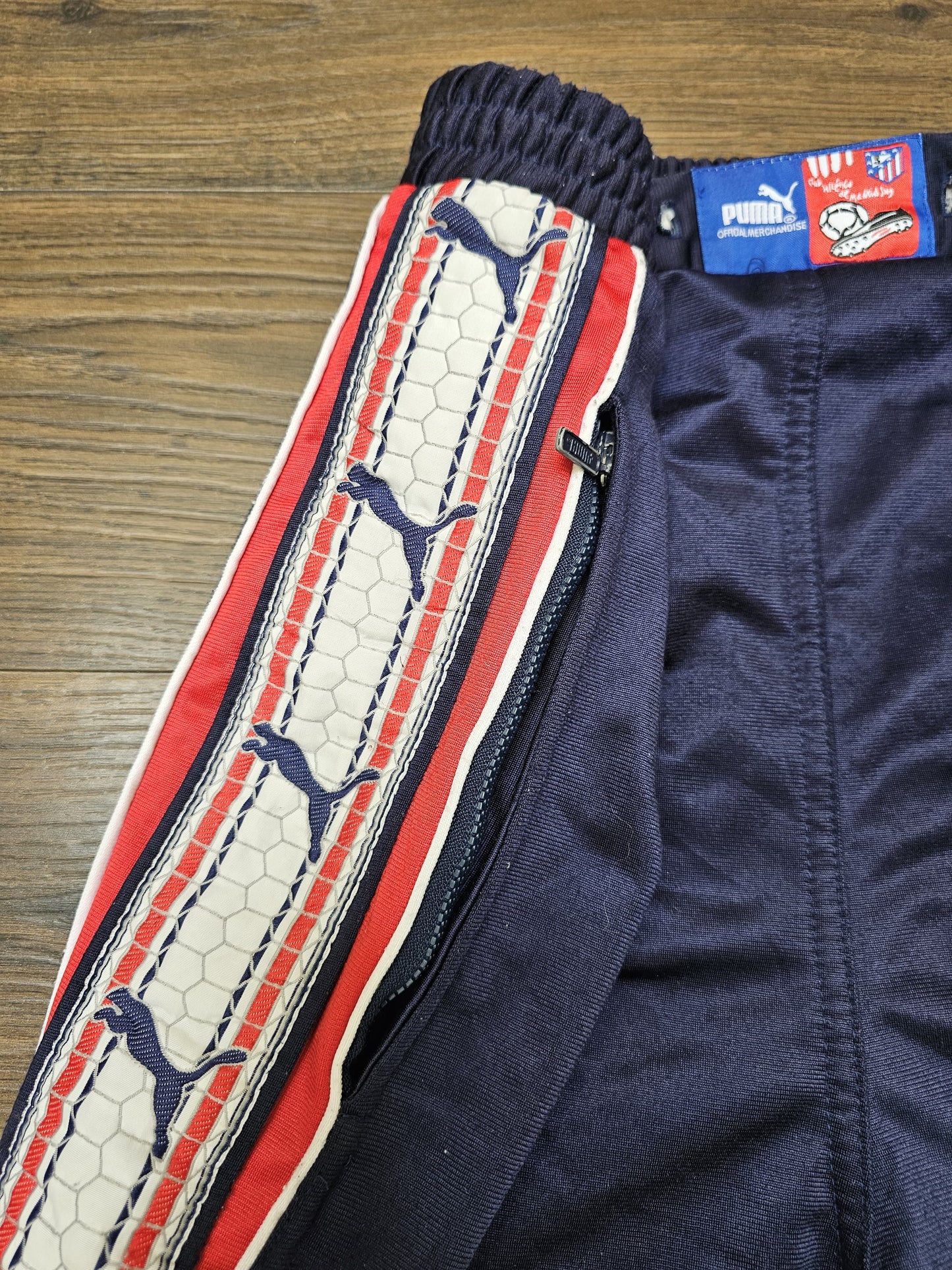 Vintage Atletico Madrid Football Puma Tracksuit Bottoms/Joggers/Trackies - L/Large 90s