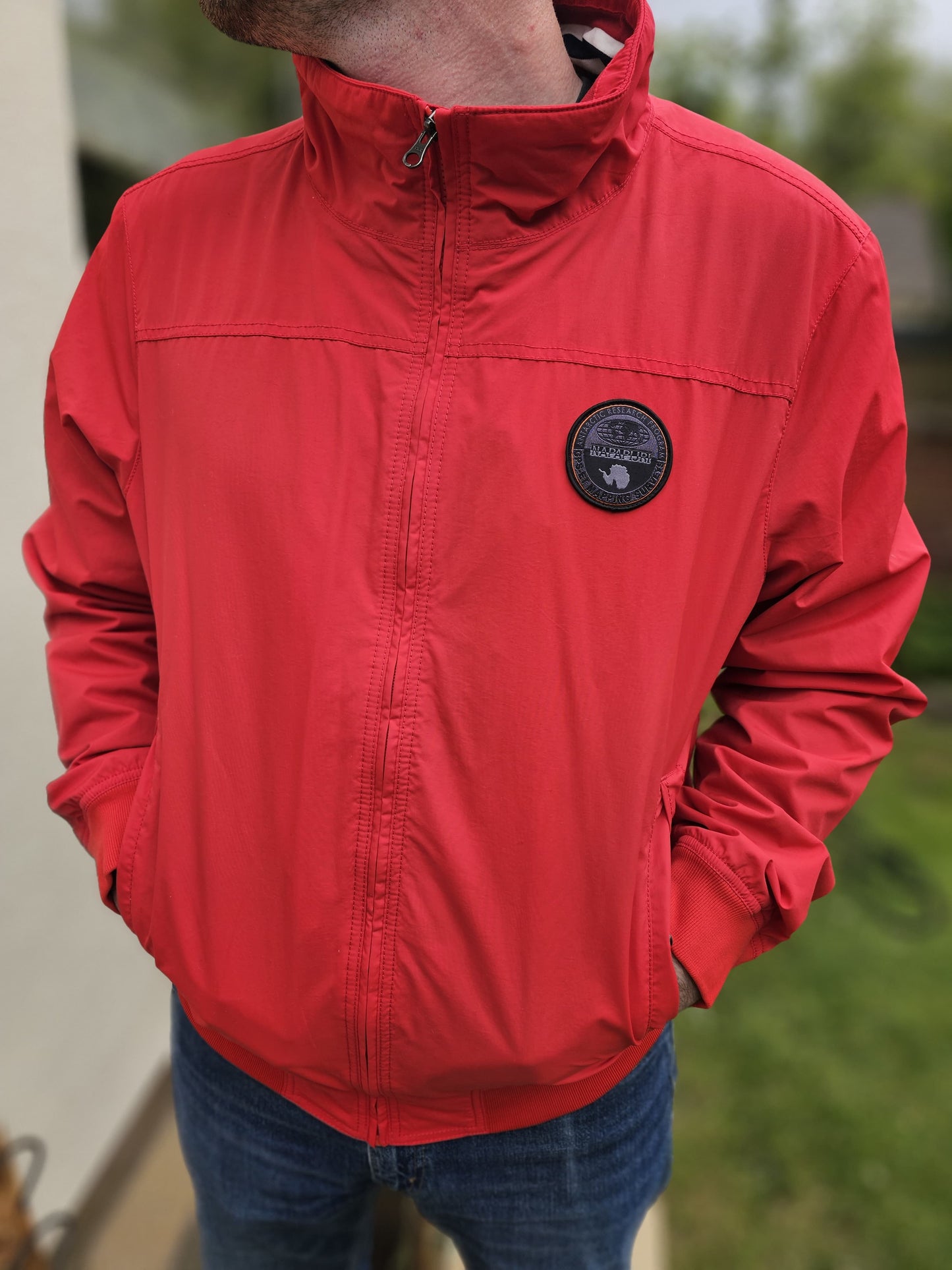 Napapijri Geographic Full Zip Smart Casual Bomber Style Jacket Red - XXL/Extra Extra Large