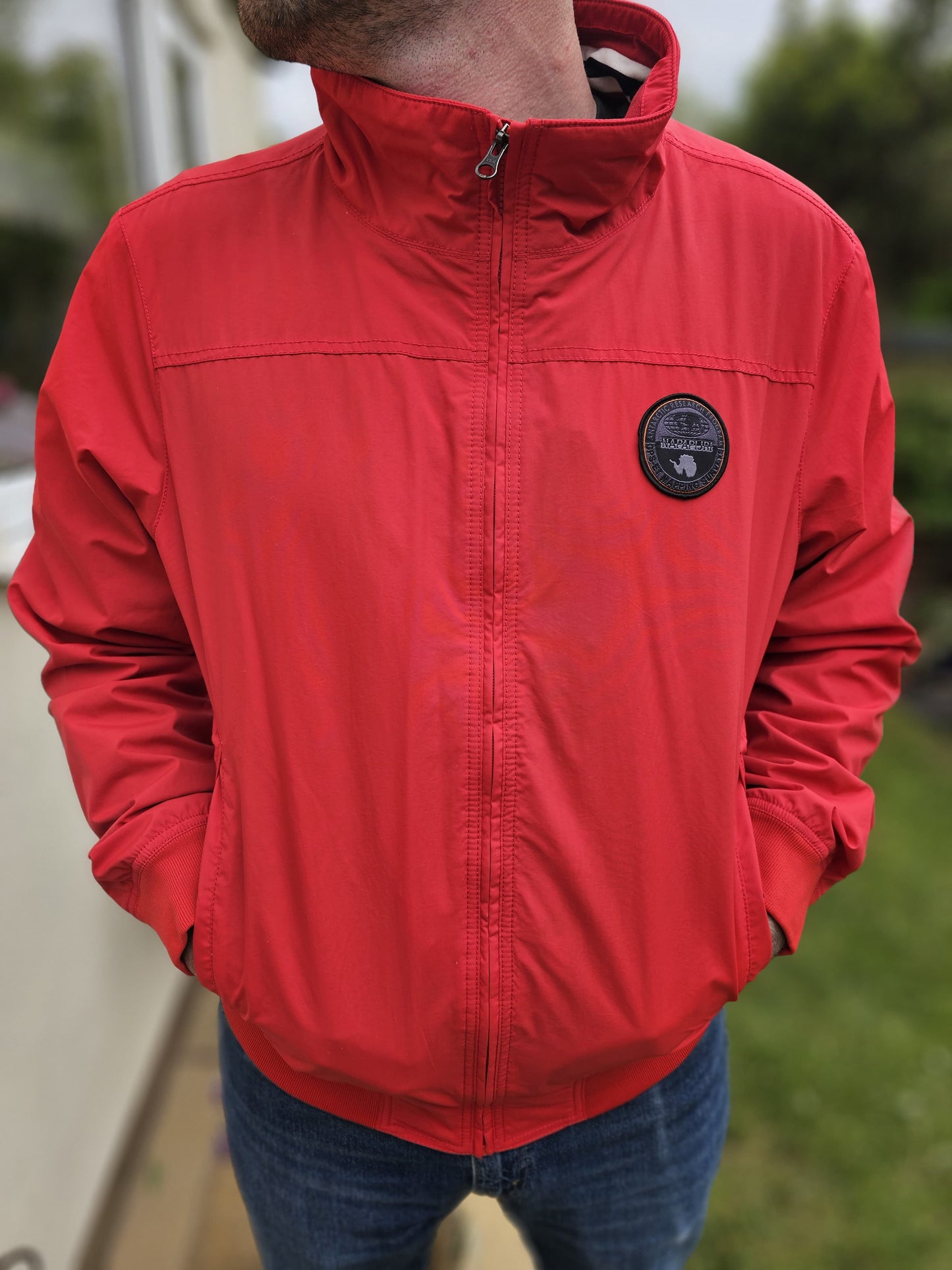 Napapijri Geographic Full Zip Smart Casual Bomber Style Jacket Red - XXL/Extra Extra Large