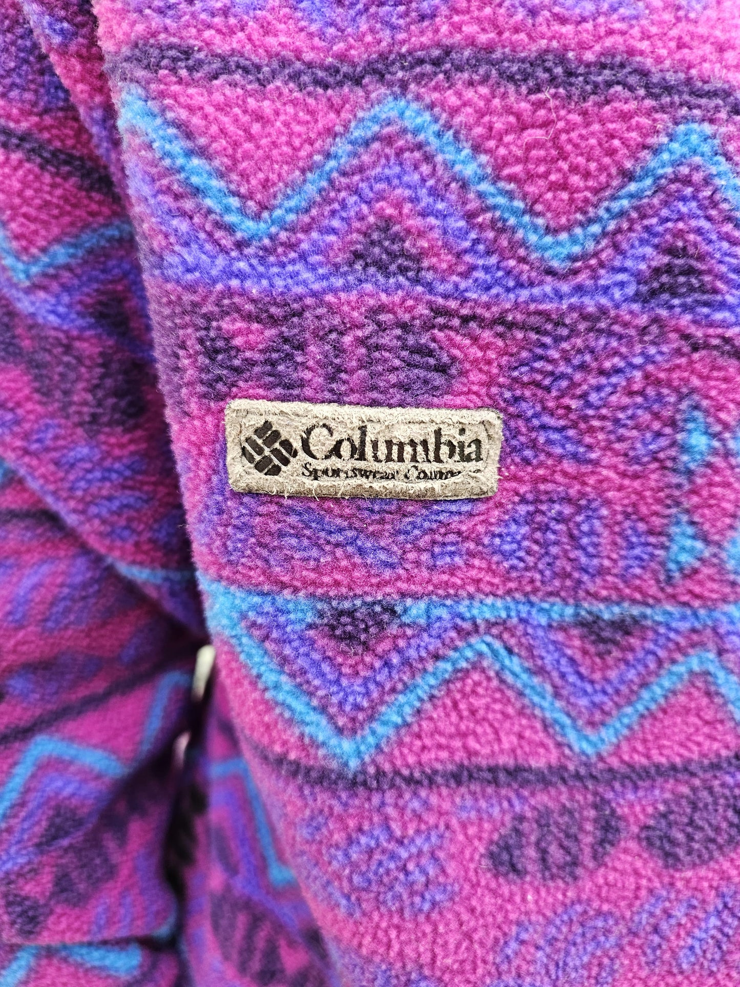 Vintage Womens Columbia Fleece Pullover Button Up Jumper - L/Large