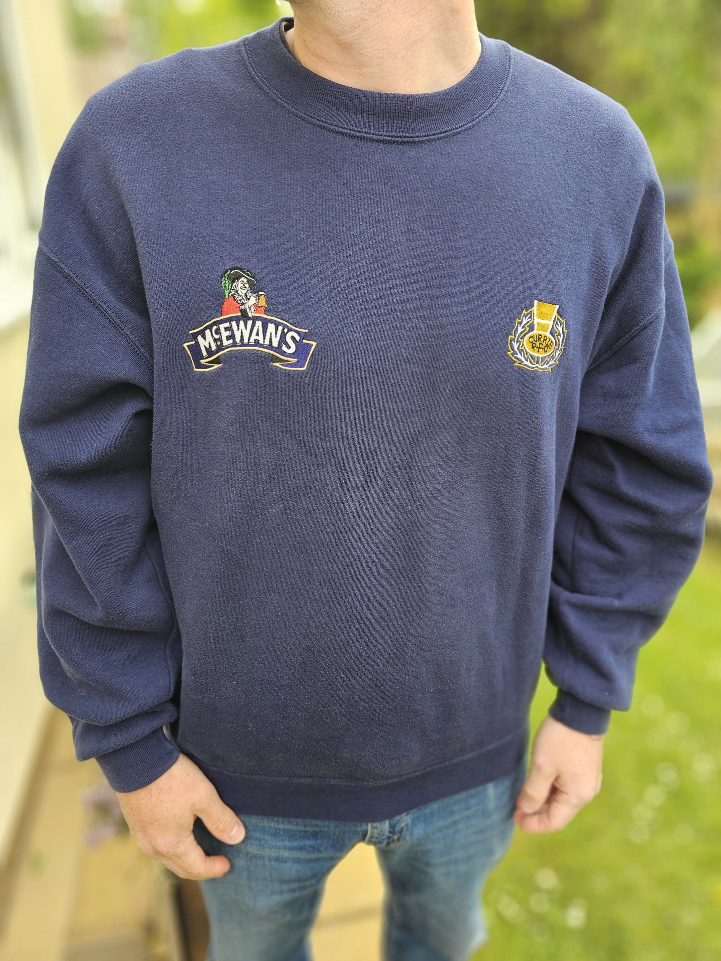 Retro Mcewans X Currie RFC Navy Pullover Sweatshirt/Jumper - XL/Extra Large