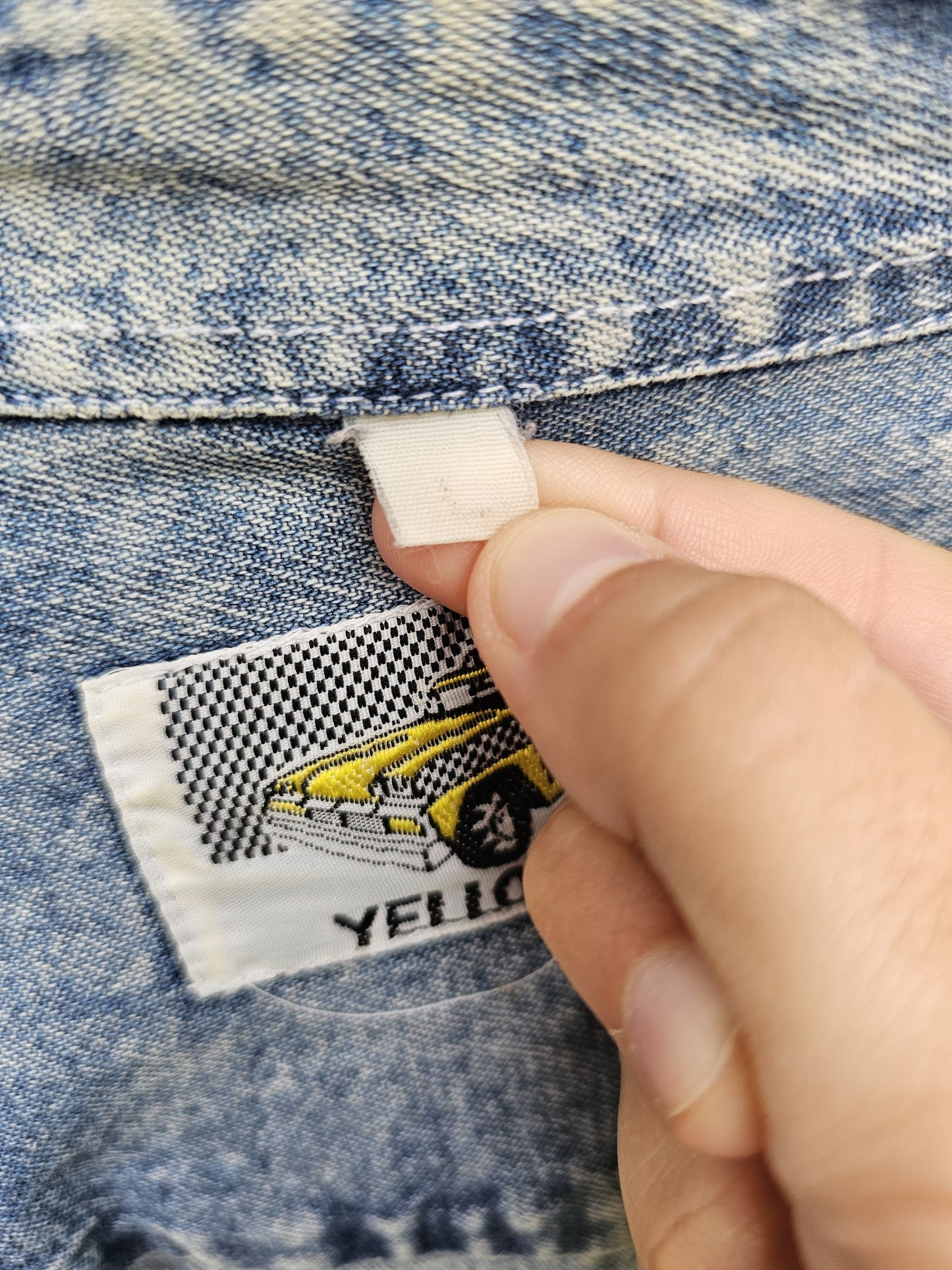 Vintage Yellow Cab Denim Cotton Over Shirt Long Sleeve Button Up Shirt - L/Large