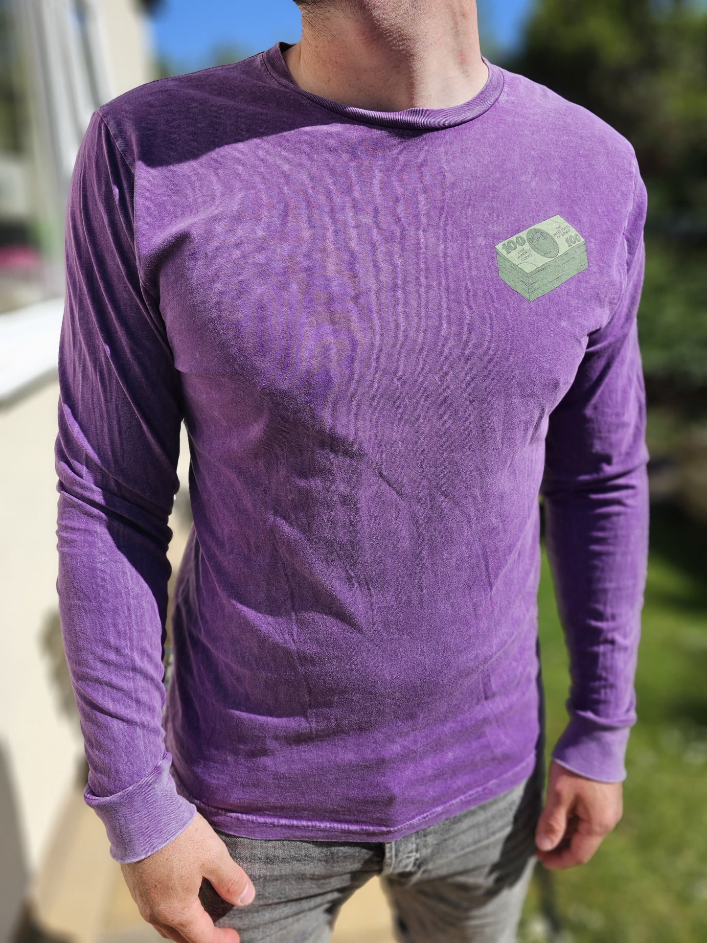 Ripndip Purple Money Talks Unisex Long Sleeve Print T-Shirt - M/Medium