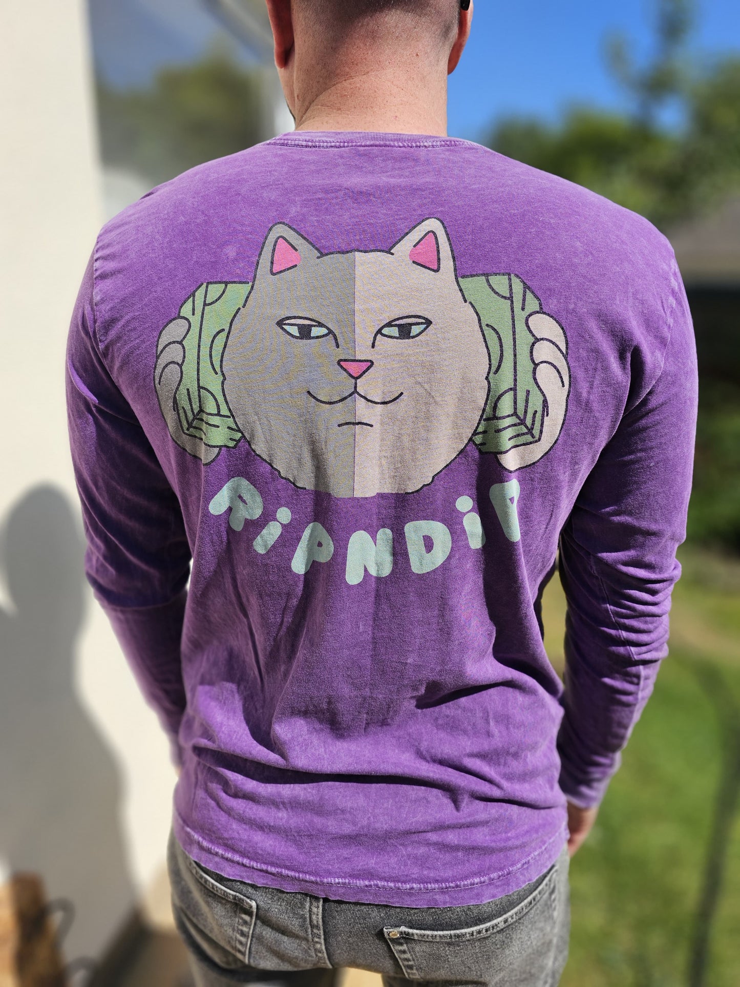 Ripndip Purple Money Talks Unisex Long Sleeve Print T-Shirt - M/Medium