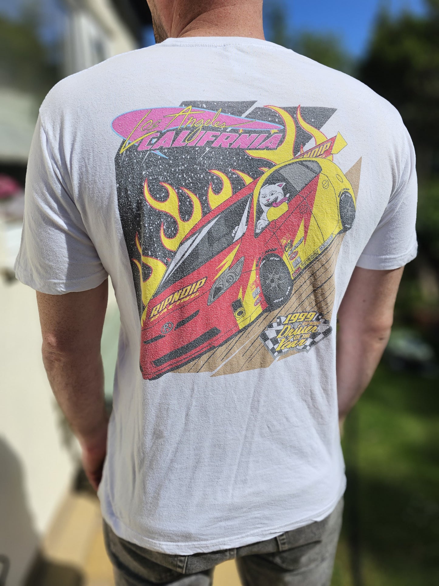 Ripndip White Short Sleeve Racing Car Print T-Shirt - L/Large
