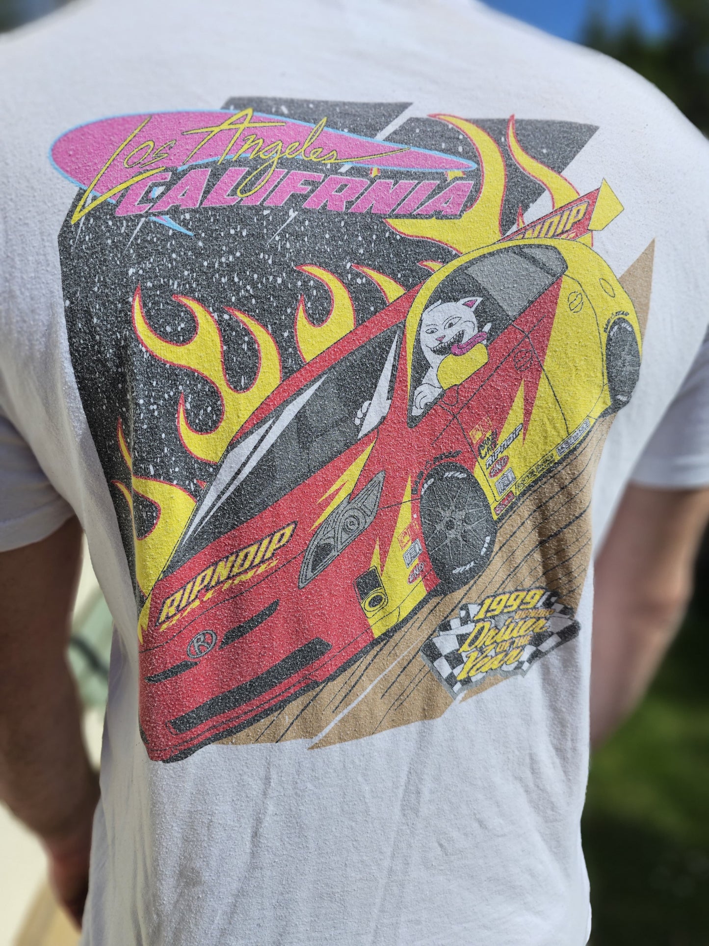 Ripndip White Short Sleeve Racing Car Print T-Shirt - L/Large
