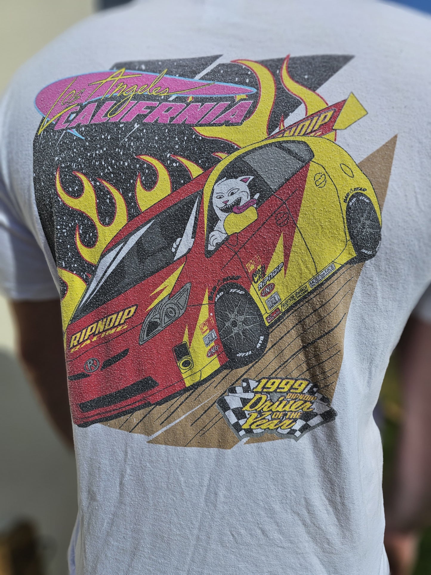 Ripndip White Short Sleeve Racing Car Print T-Shirt - L/Large