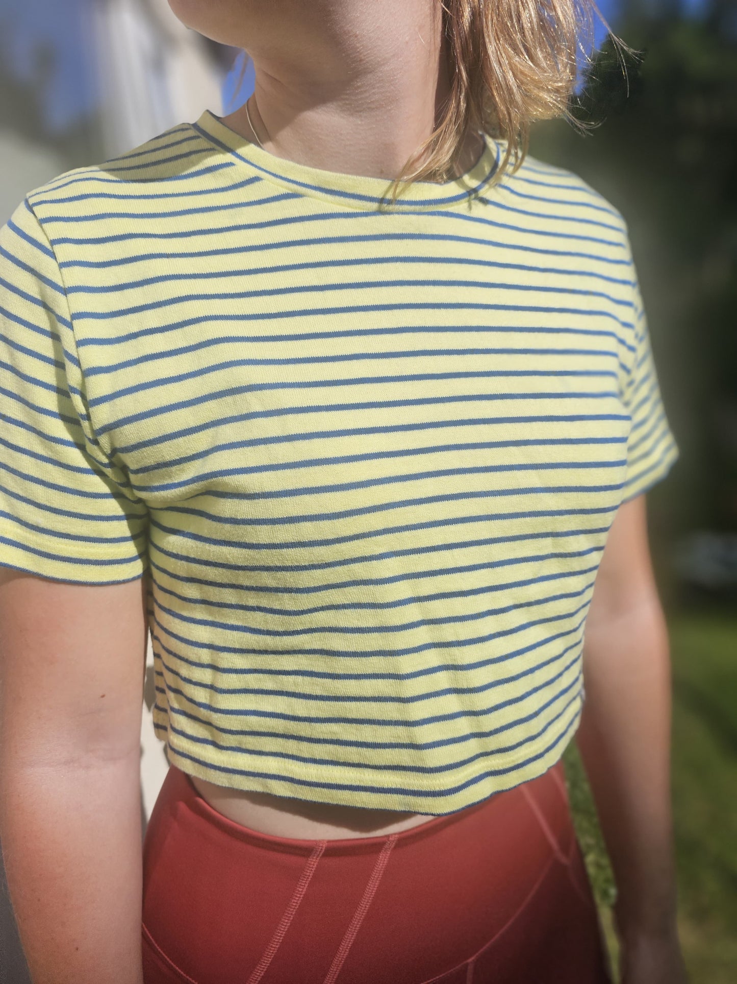 Cute Lucy & Yak Short Sleeved Cropped Striped T-Shirt - L/Large