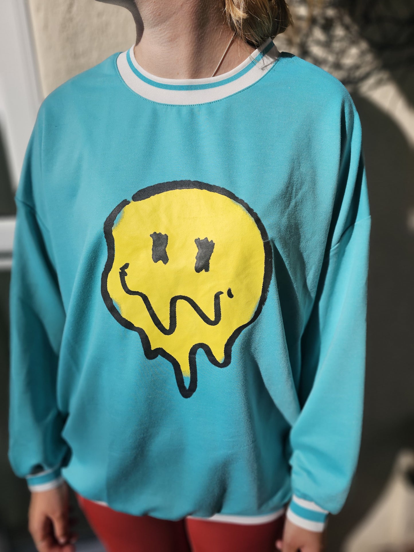 Romwe Melting Smiley Face Long Sleeve Top/Sweatshirt - New With Tags - S/Small