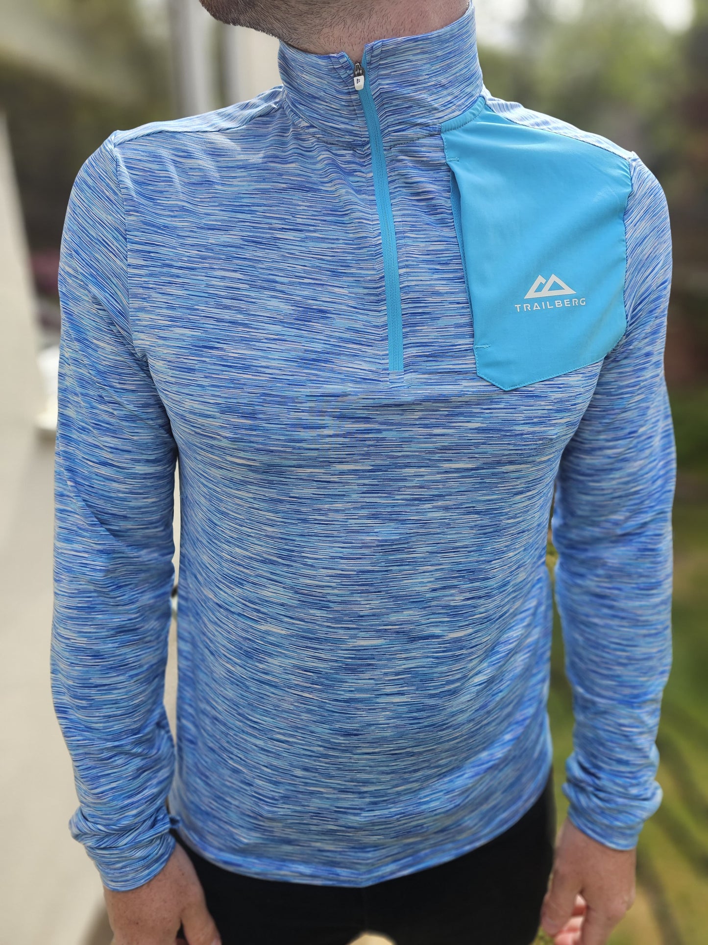 Mens Trailberg Activewear Blue 1/4 Zip Long Sleeve Top - M/Medium