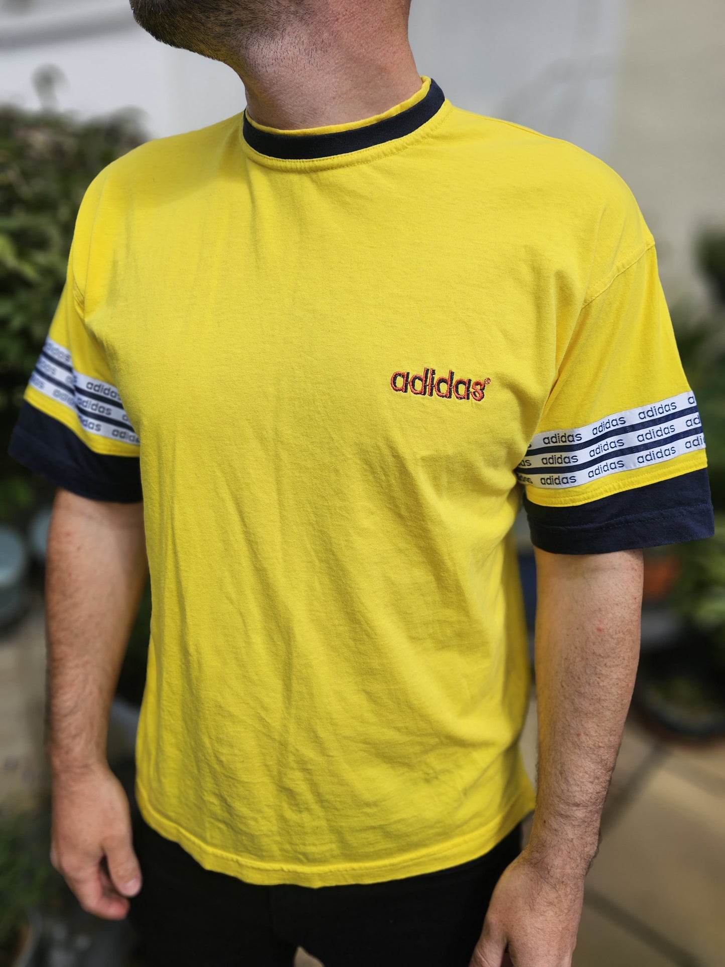 Vintage Y2K Yellow Adidas Short Sleeve T-Shirt - M/Medium
