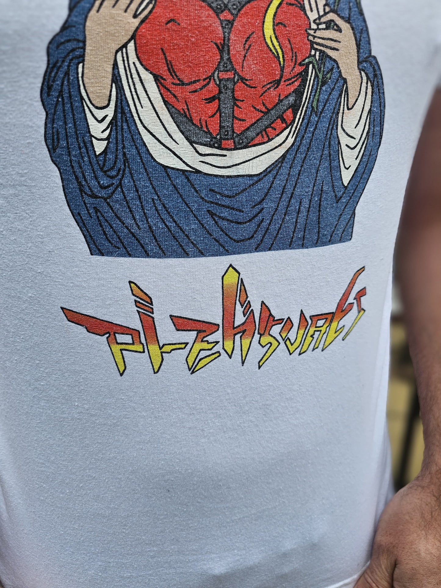 Pleasures Graphic White Short Sleeve Mary Anime/Manga Style T-Shirt - M/Medium